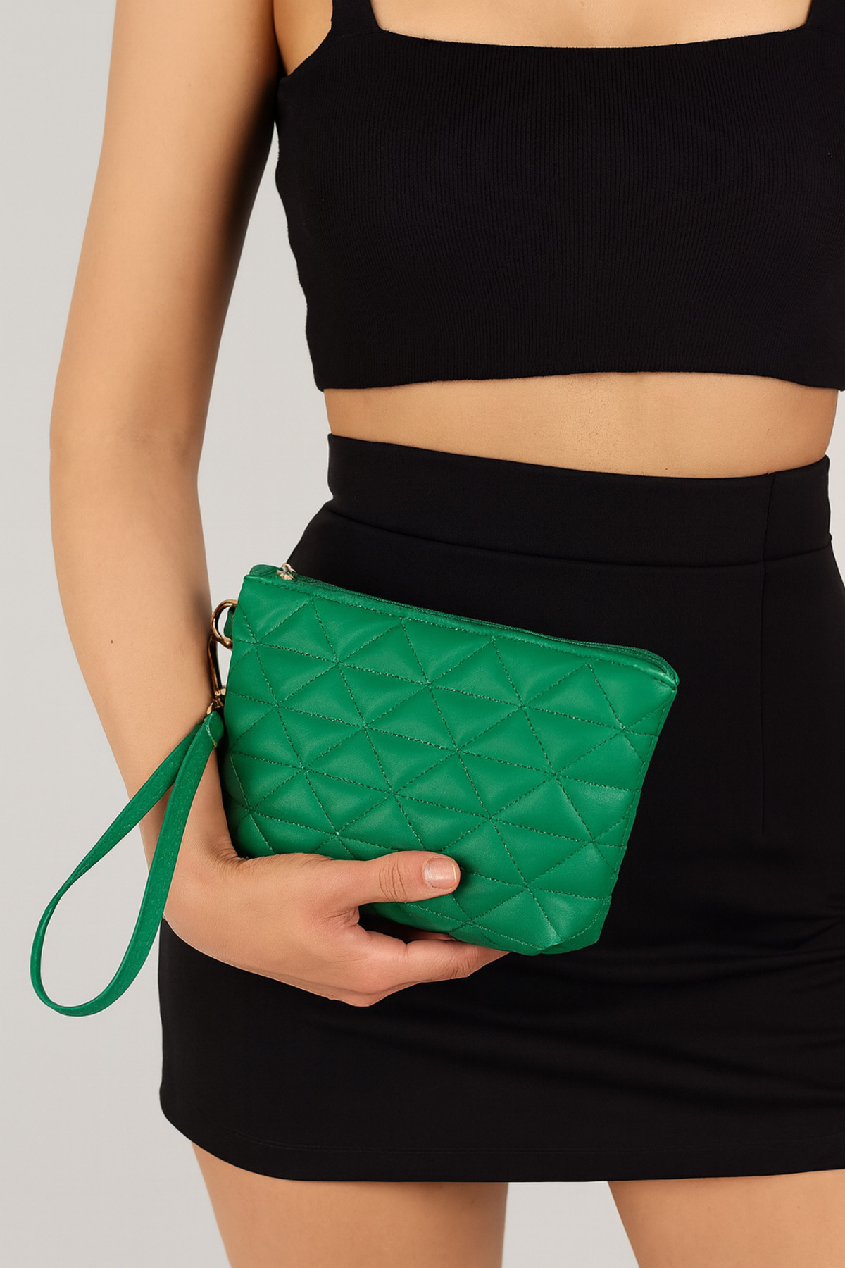 Bagfoni Kadın Üçgen Desenli Seyahat Kozmetik Plaj Makyaj Clutch El Çantası Organizatör Makeup Bag