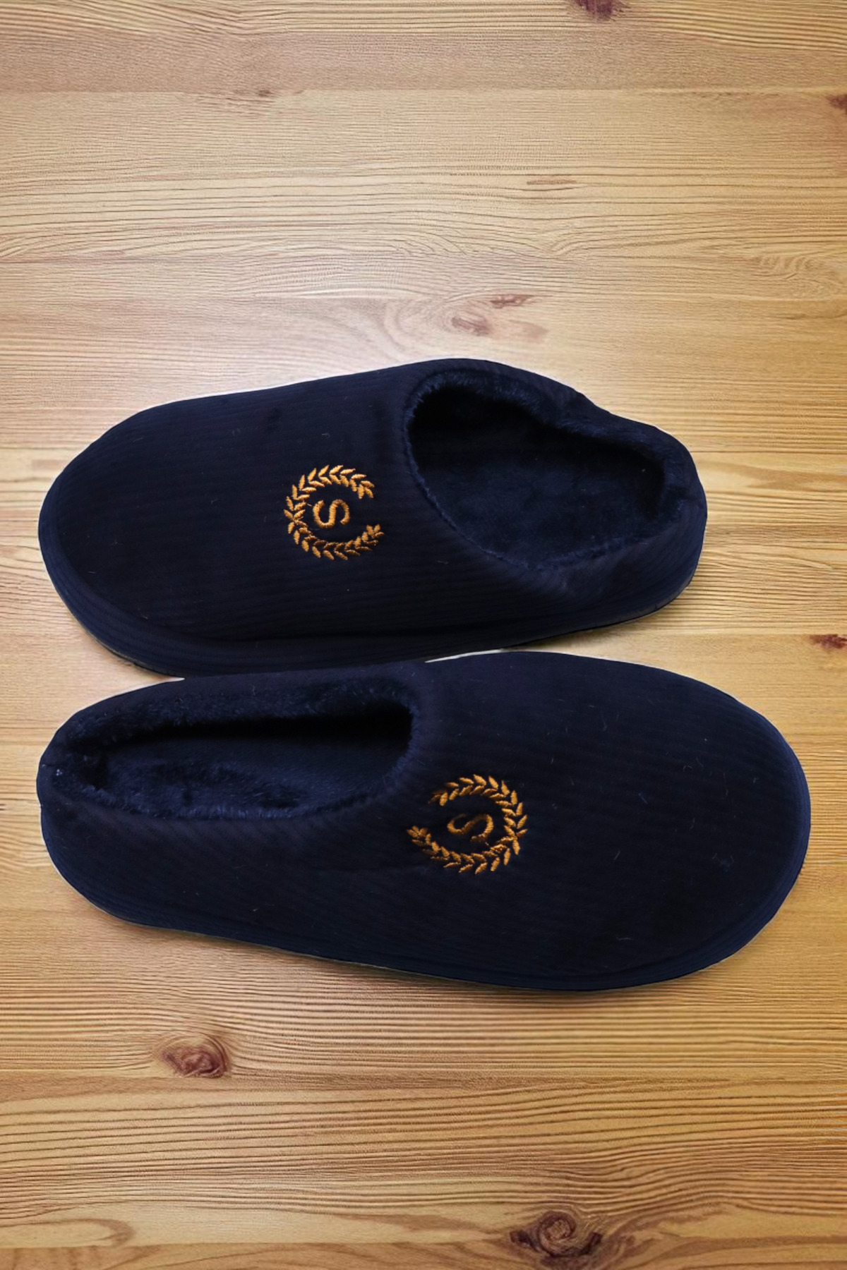HFKY Unisex Nakışlı Kadife Fitilli Desen Rahat Yumuşak Tabanlı İçi Kürklü Ev Terliği. Terlik görsel 8