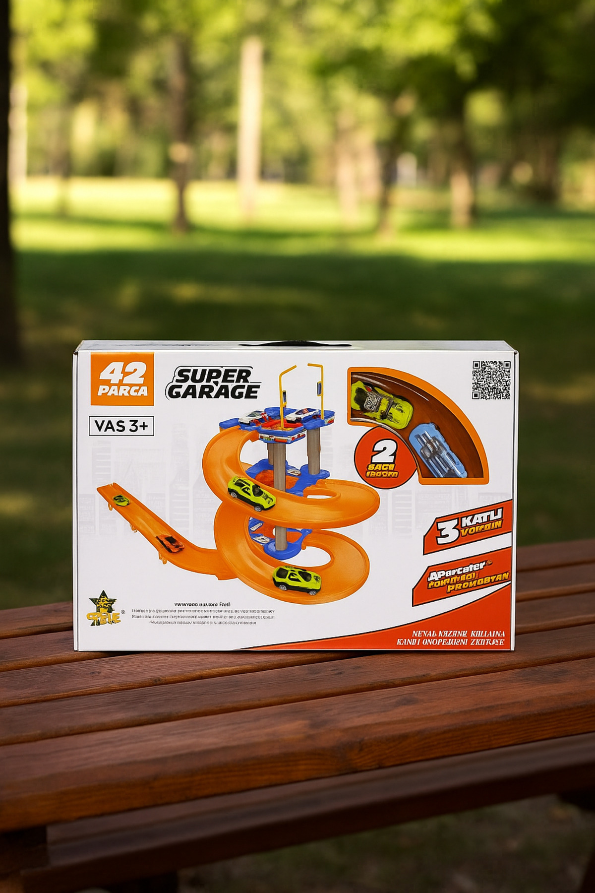IPKA STORE 42 Parça 3 Katlı Otopark & Yarış Seti – 2 Metal Arabalı