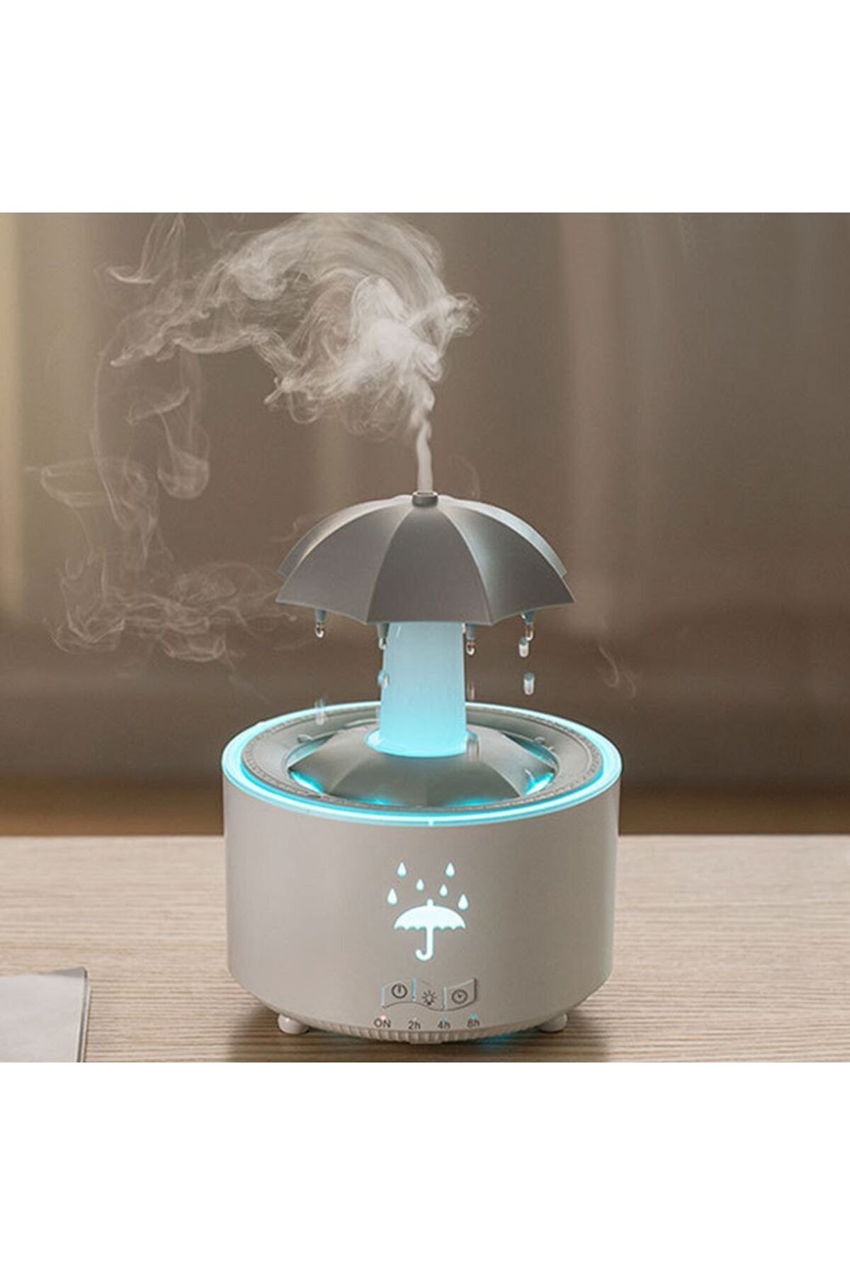 B K TECH Hava Nemlendirici Aroma Uçucu Yağ Difüzörü Şemsiye Yağmur Damlası Buhar Makinesi Led Işıklı