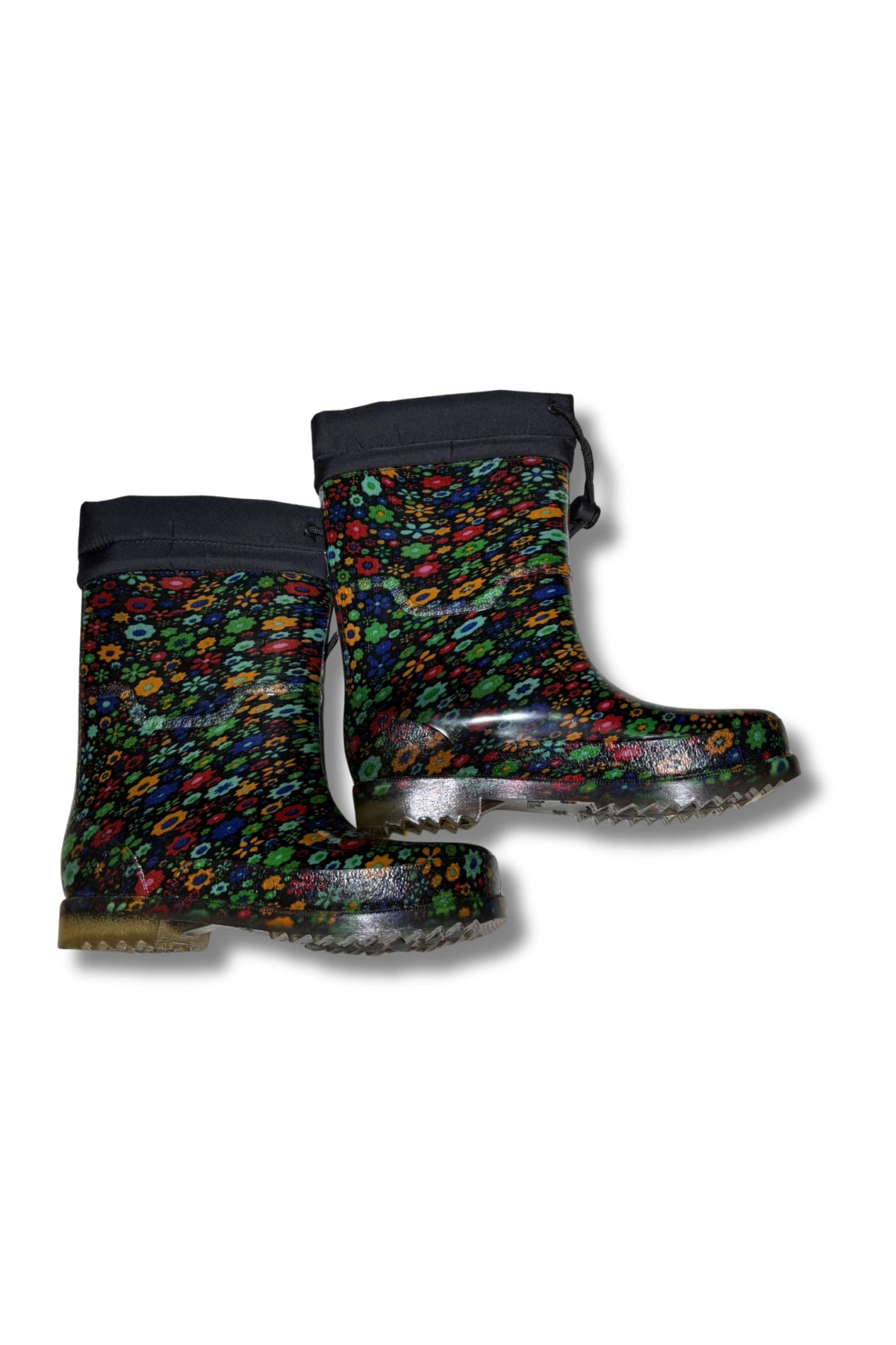 belixspor  Konçlu Peluşlu Kadın Yağmur Çizmesi 36-40 Yeşil Çiçekli - Görsel 4