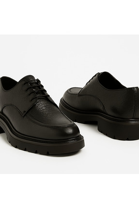 Growish GR0396 Hakiki Floter Deri İtalyan Tarz Siyah Yüksek Kalın Taban Spor ...