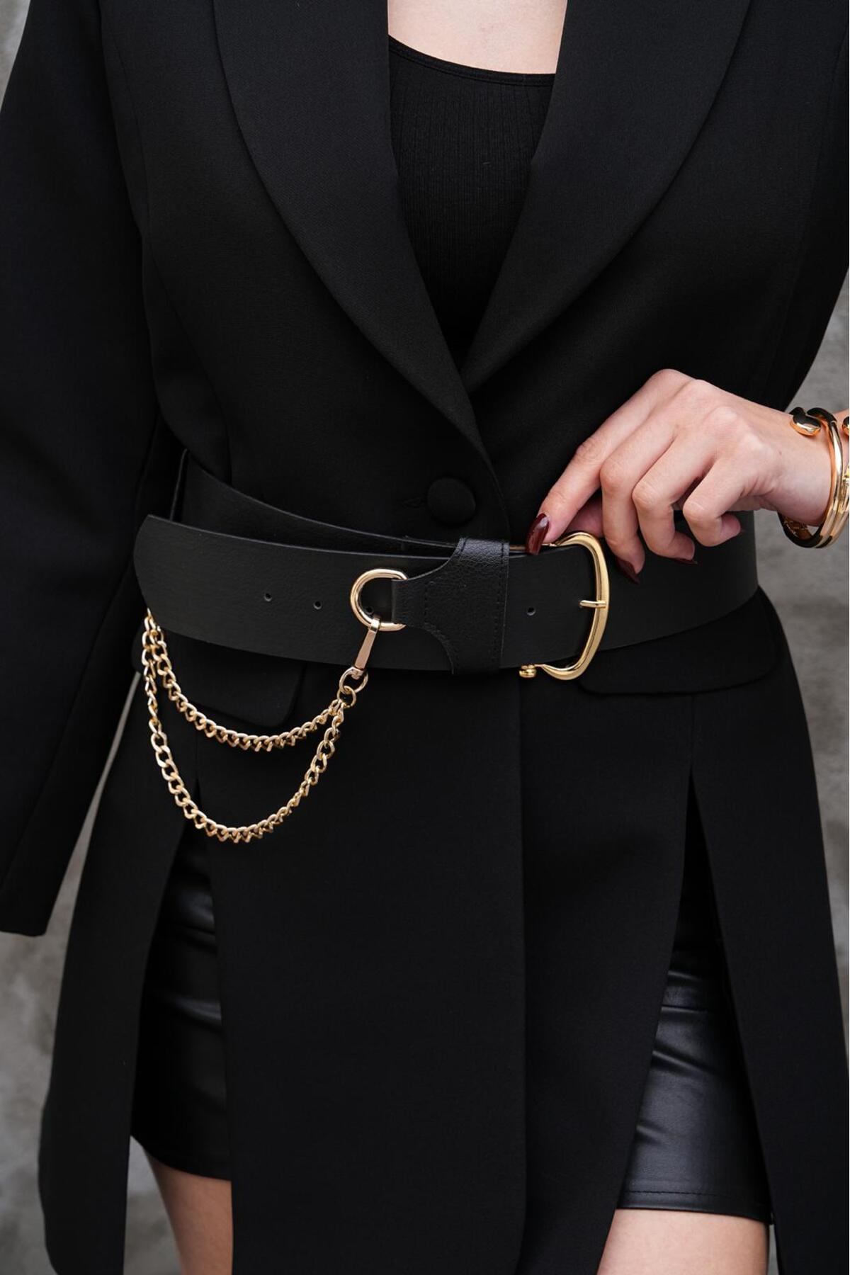 MODAM HİFA  Zincir Detaylı Kadın Kemer Elbise Kemeri Bel Kemeri pantolon kemeri - Görsel 4