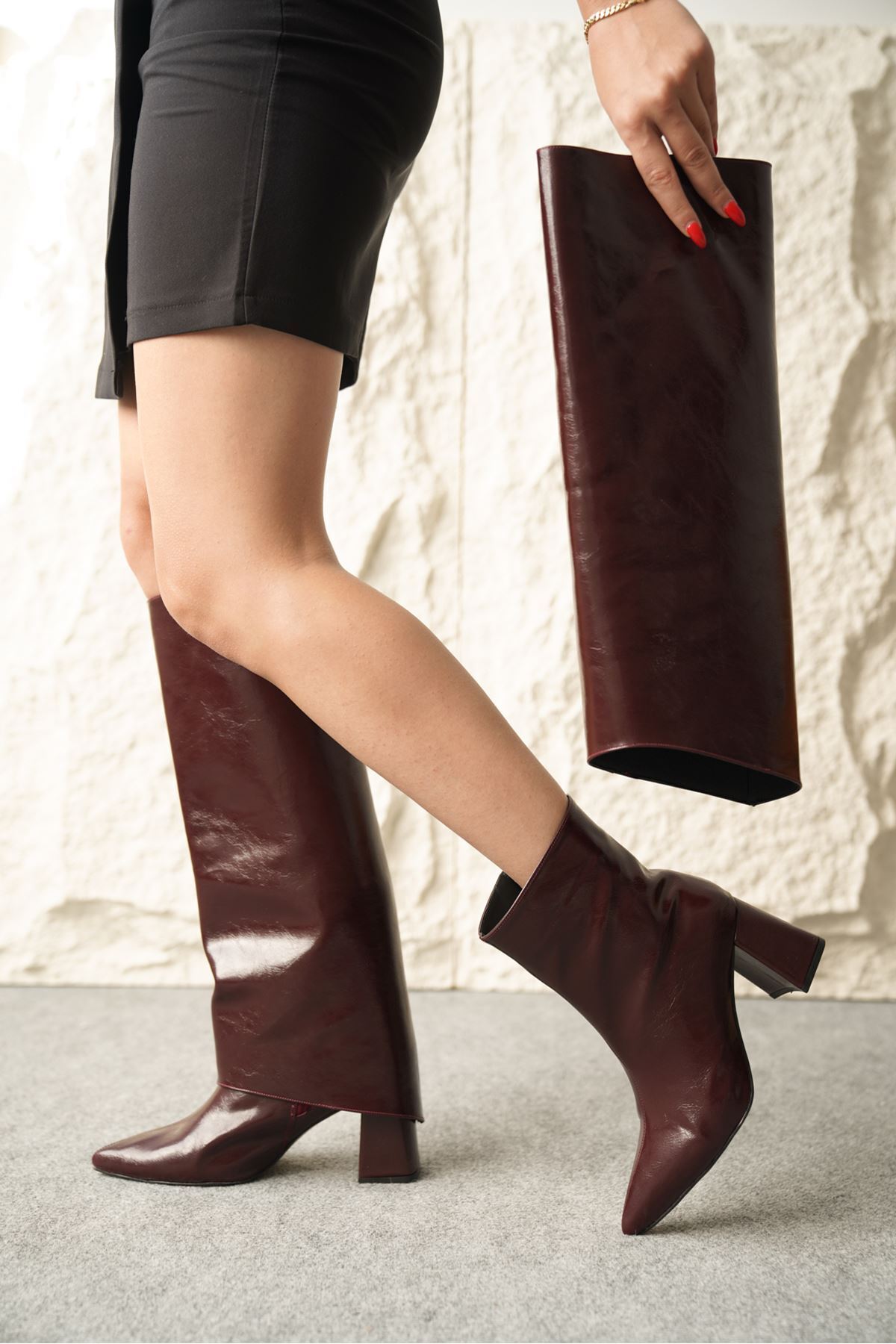 MODAADAM  Kadın Wanda Tak Çıkar Çizme - Bordo-Rugan - Görsel 3