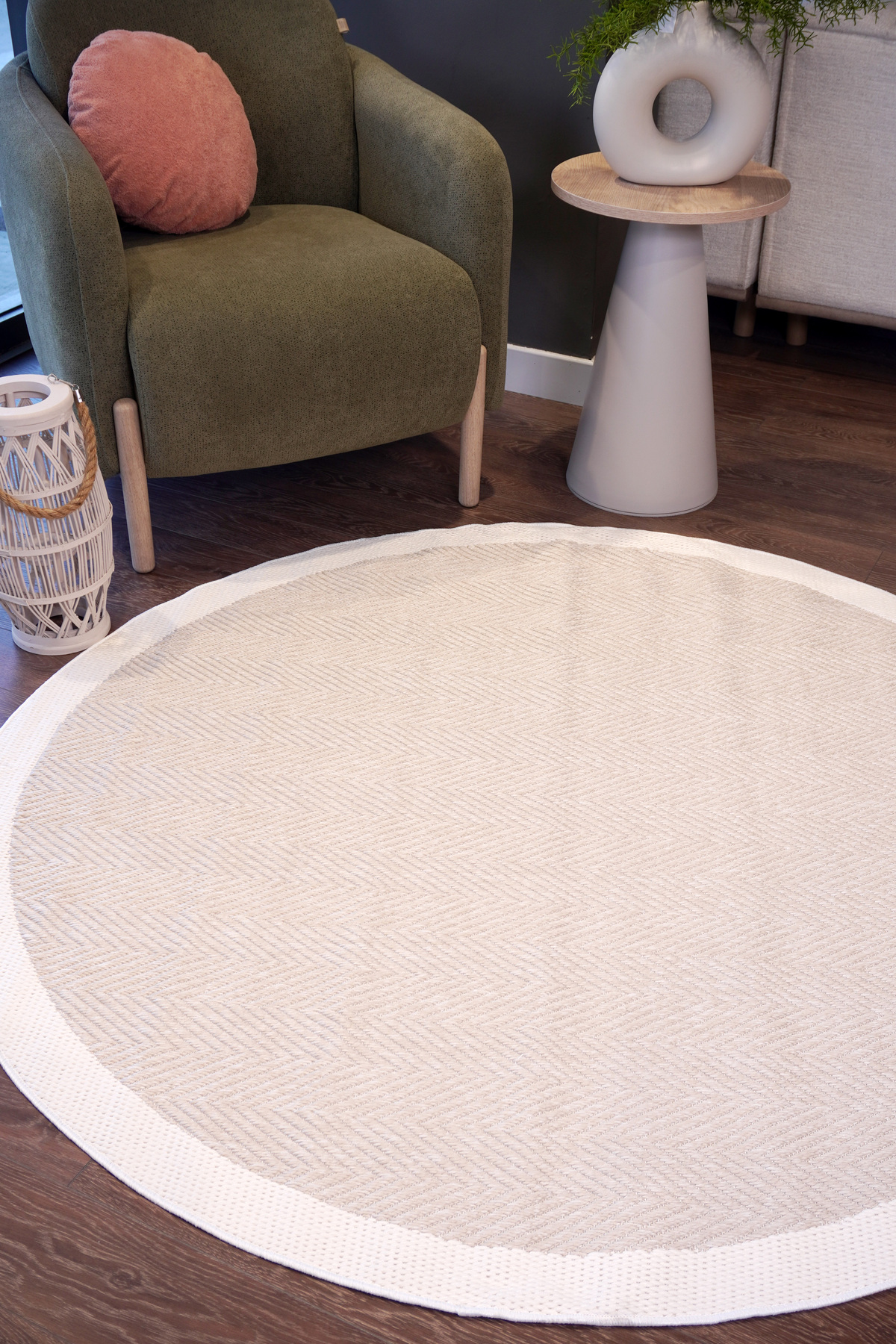 Easy to Clean Round Border Sisal Carpet SL-7
