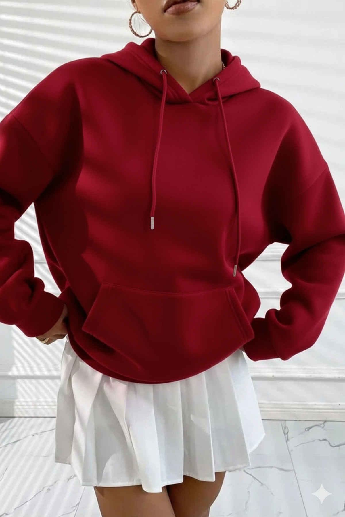 Wish BF  Kapüşonlu Sweatshirt Oversize Love Your Self Baskılı 3 Iplik Şardonlu %100 Pamuk - Görsel 4