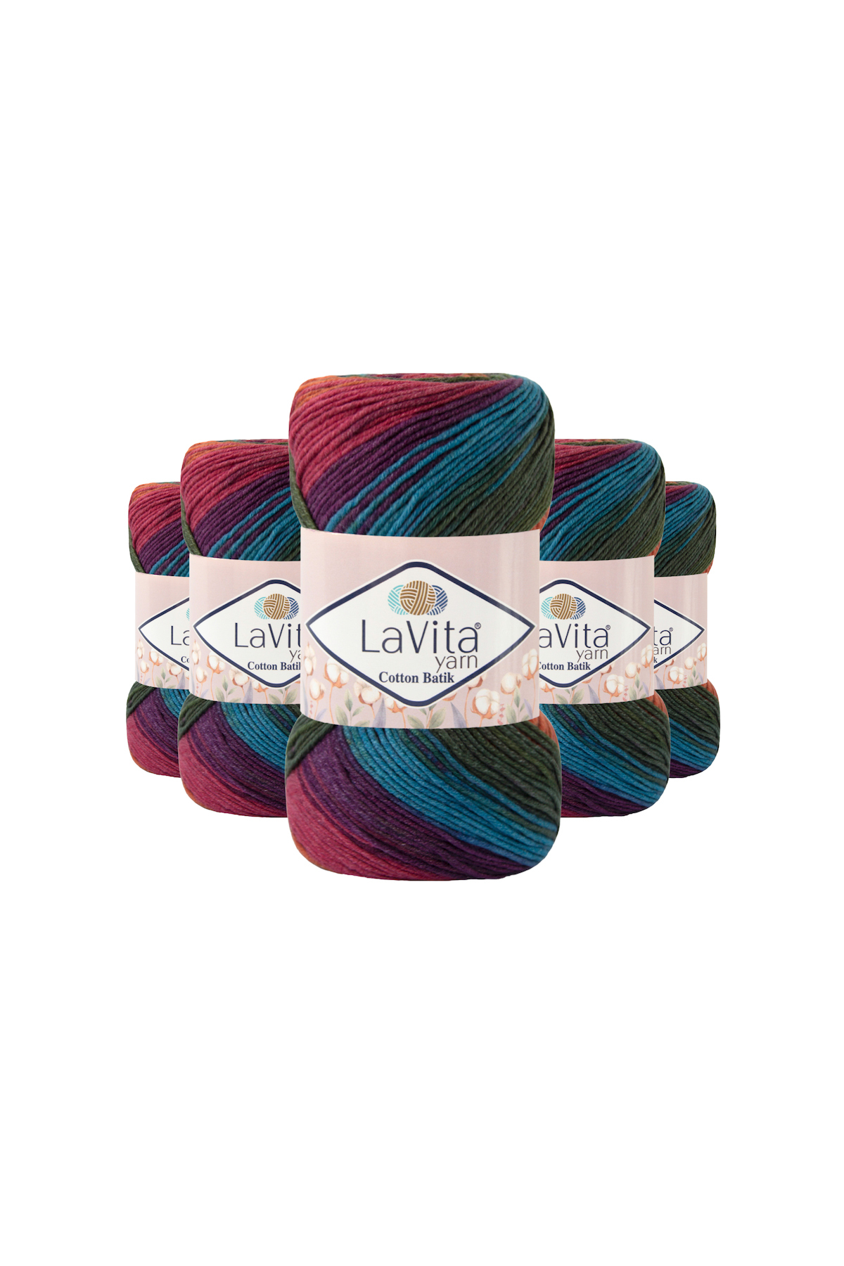 Cotton Batik Hand Knitting Yarn 60% Cotton 40% Acrylic 500gr 5 PIECES (CB17 FULYA)