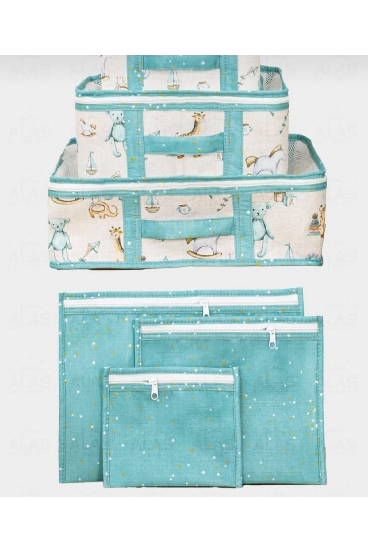 Genel Markalar Baby 6’lı Seyahat Seti Anne Bebek Çantası Hastane Çıkışı Düzenleyici Bebek Hurcu Doğum Çantası Mavi fotoğrafı 2 (önizleme)