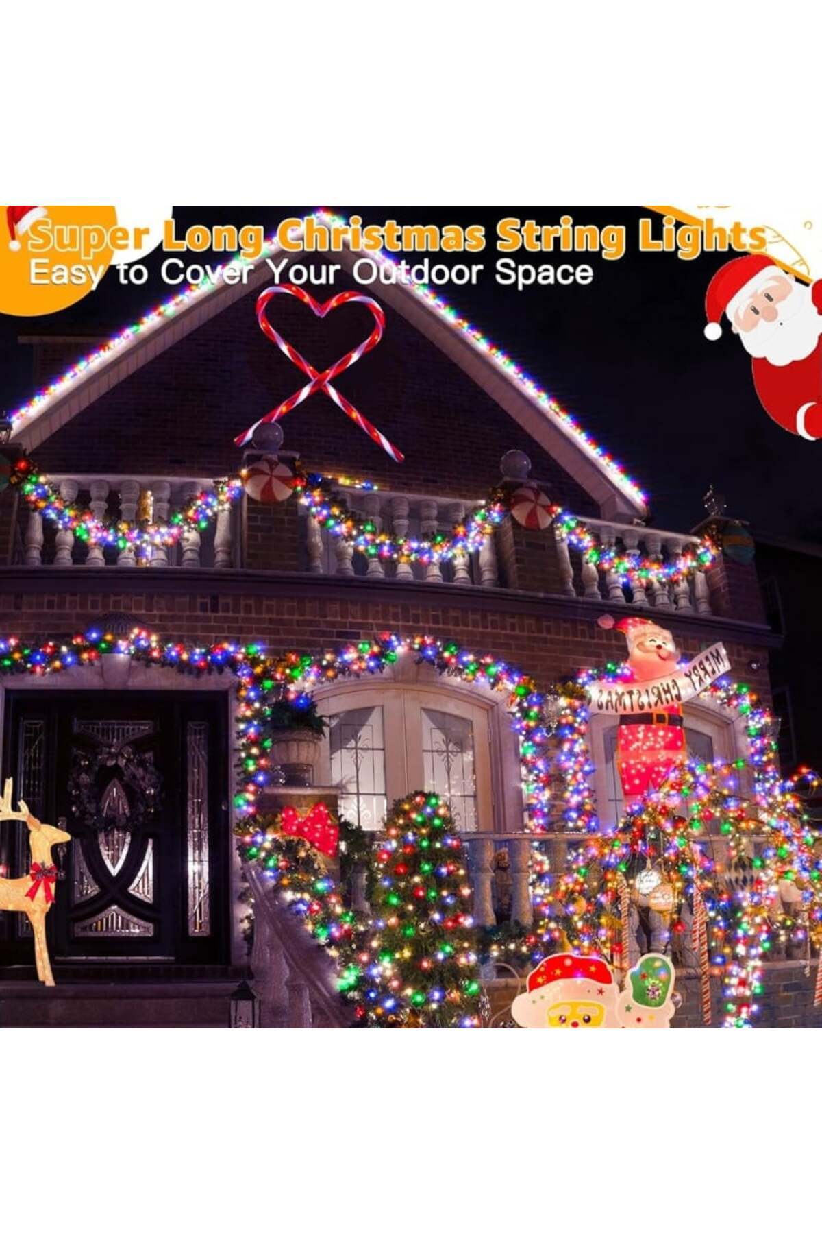 BellFyd 100 LED - Lumini de Craciun Multicolor, Interior Exterior, Instalatie Luminoasa Pentru Brad