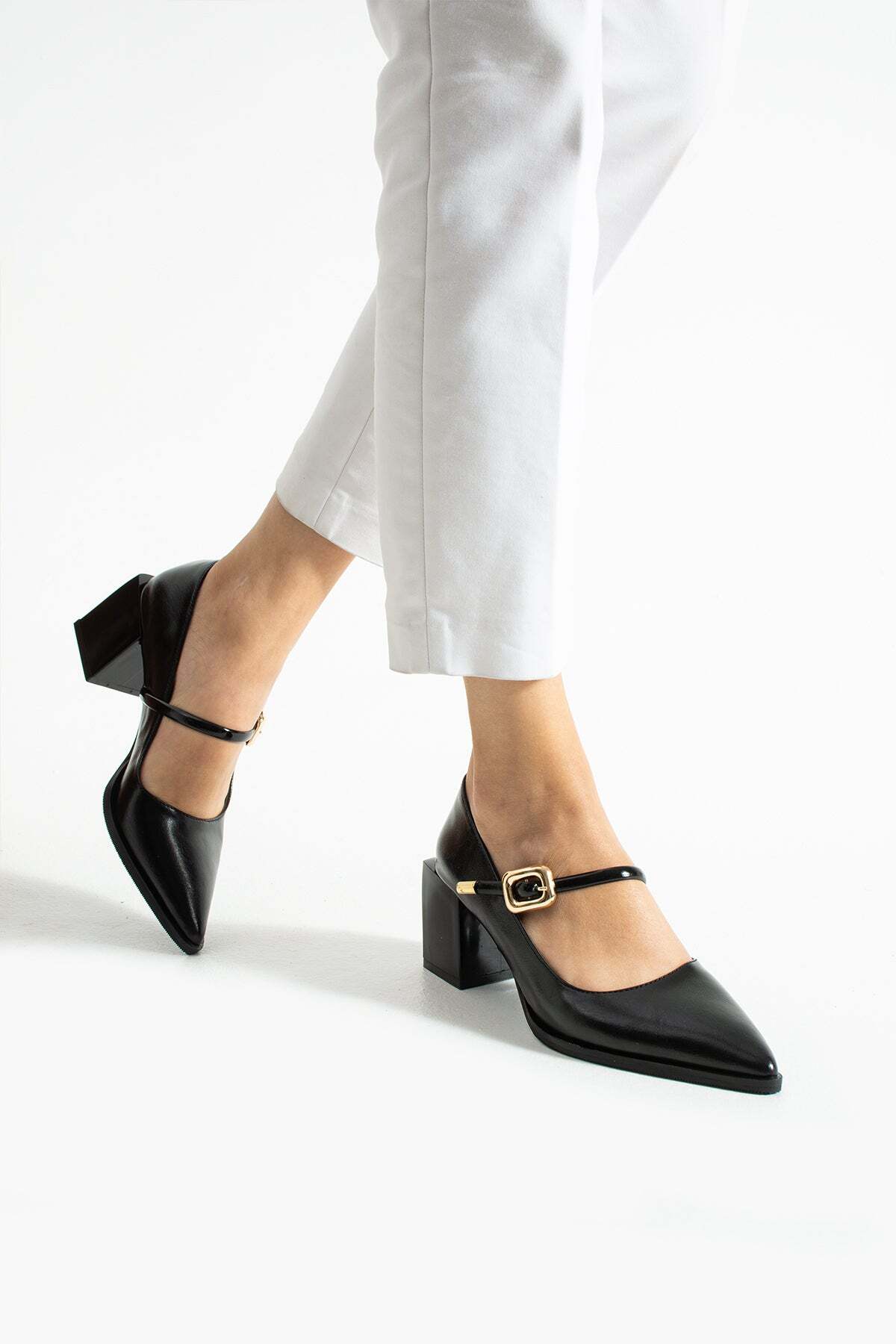 RevanStep  Tokalı Blok Topuklu Mary Jane Ayakkabı 6 cm - Görsel 5