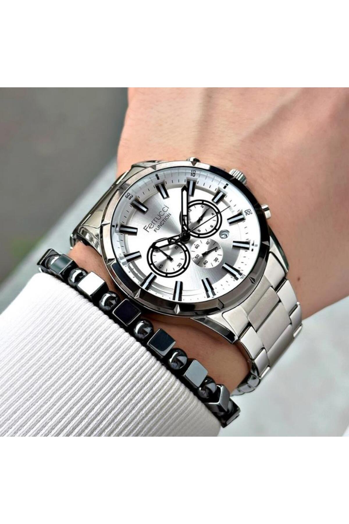 Ferrucci FCF 0525 13605M.02 64073 Erkek Fonksiyon Metal Kol Saati