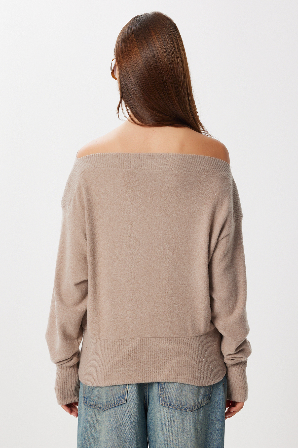 Lovelyİstanbul  Açık Omuzlu Yumoş Kazak LUB0257 VİZON - Görsel 4