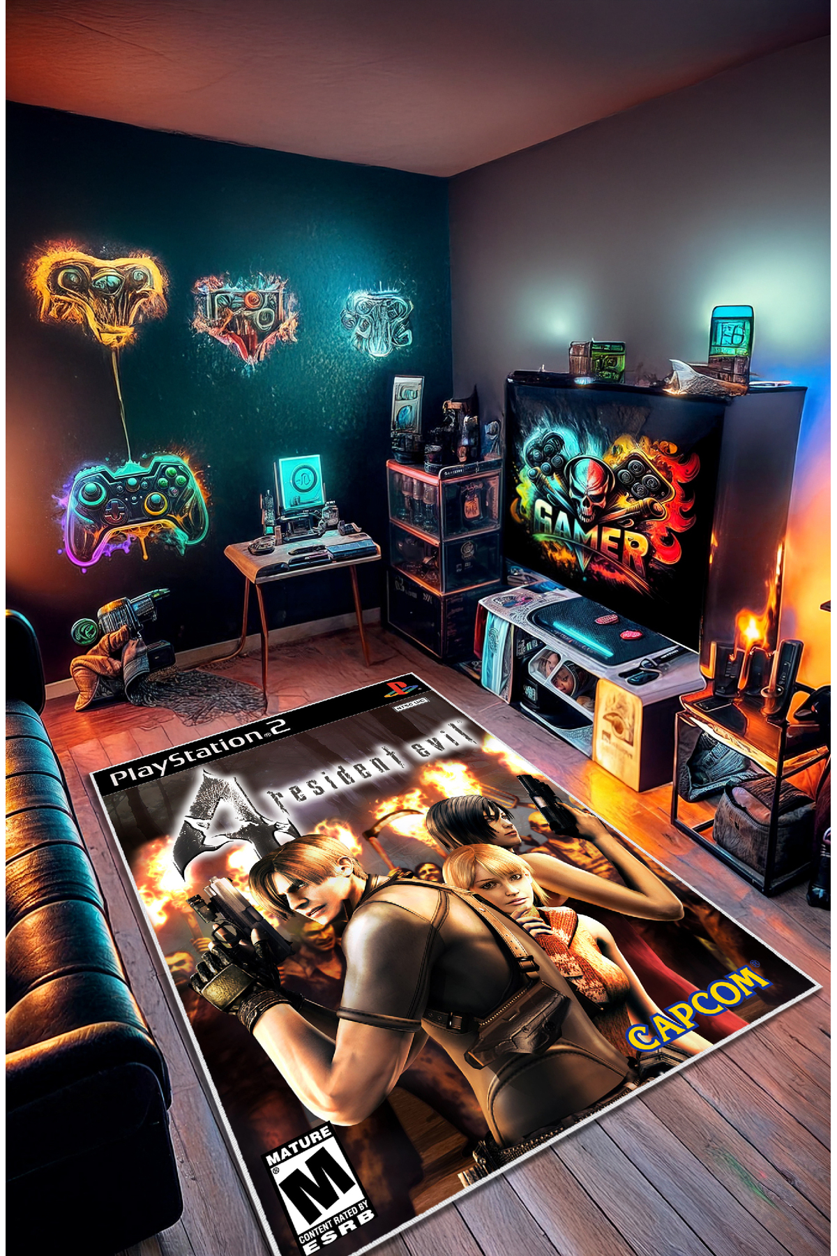 Decorative non-slip residence Evil Gamer Washable Carpet