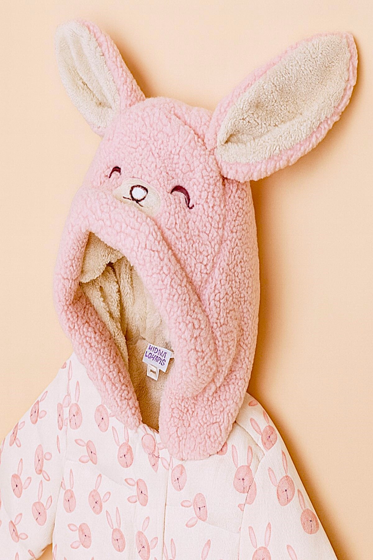 DeKuBaby Sevimli Tavşan Desenli Kulaklı Kapüşonlu Welsoft Fermuarlı Çıtçıtlı Kız Çocuk Montu fotoğrafı 2 (önizleme)