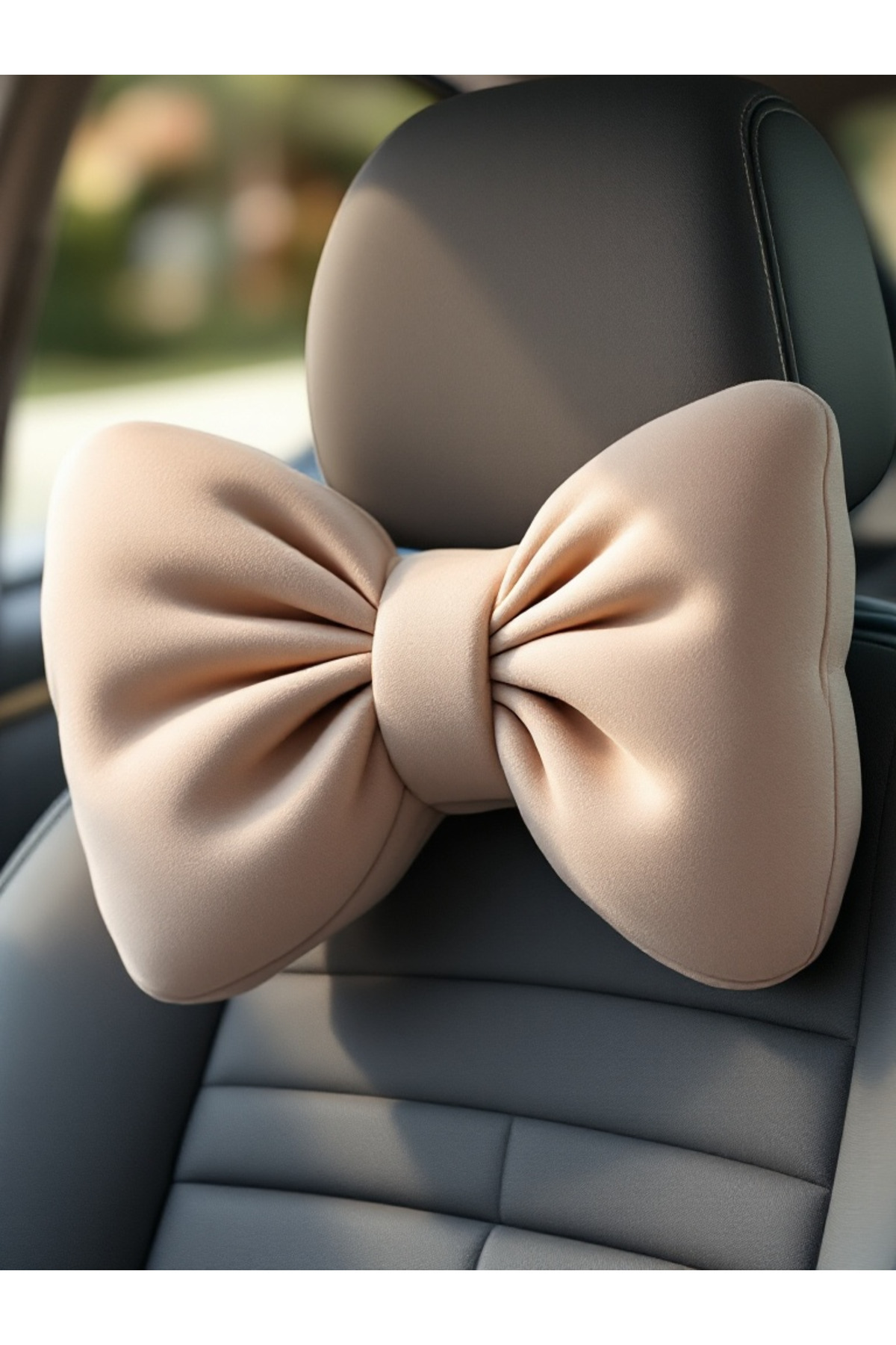 JACA Kahve Fiyonk Görünümlü Dolgulu Oto Boyun Yastığı Seti (2 Adet)
