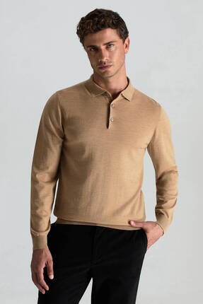 Hemington Merino Yünü Polo Yaka Camel Triko