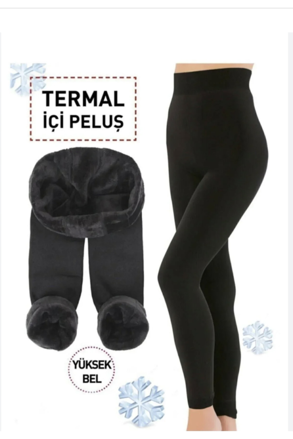 VENYORA COLLECTİON Kadın Termal Peluş Tayt Siyah