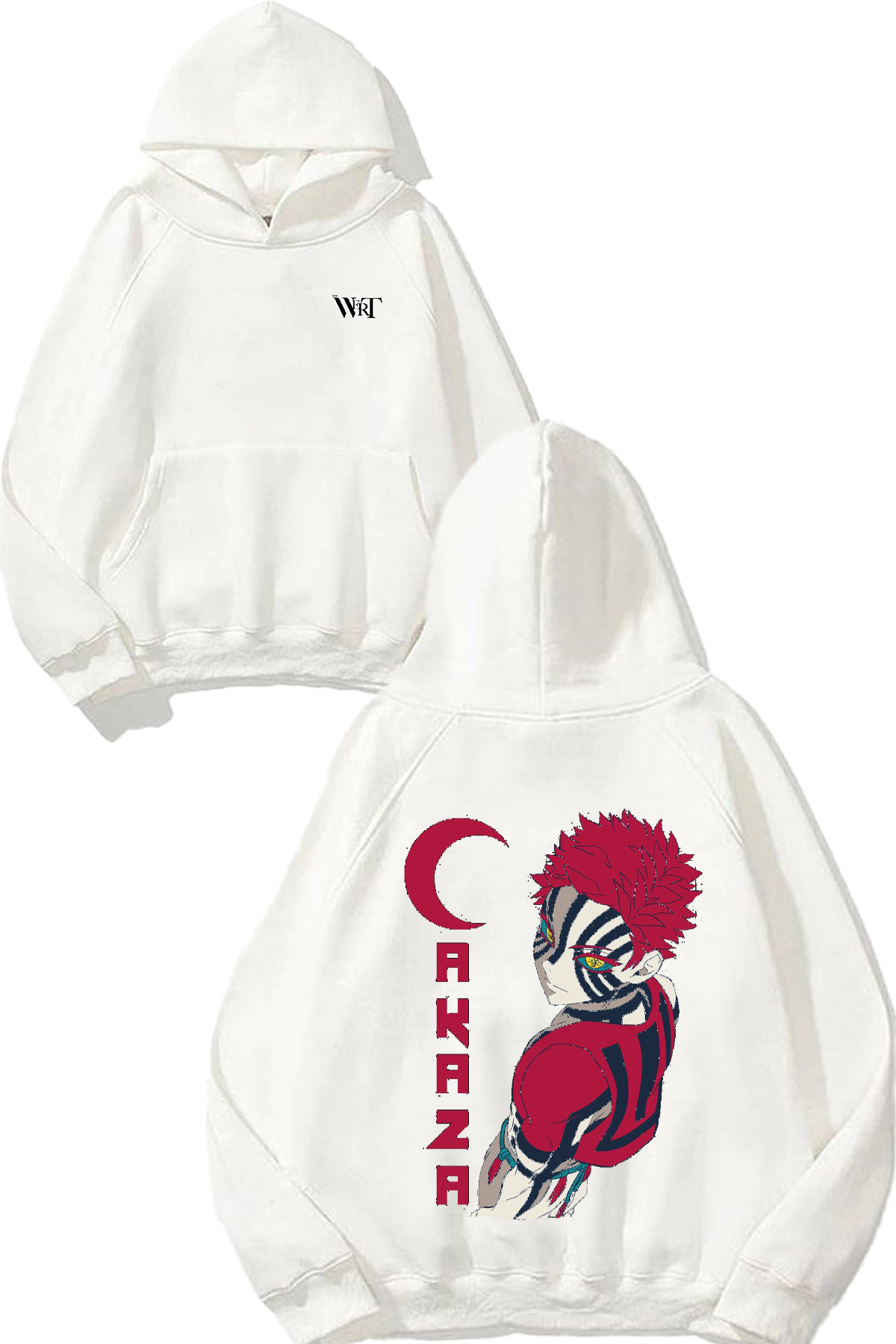 THEWERT Akaza Design Back Printed White Hooded Sweatshirt