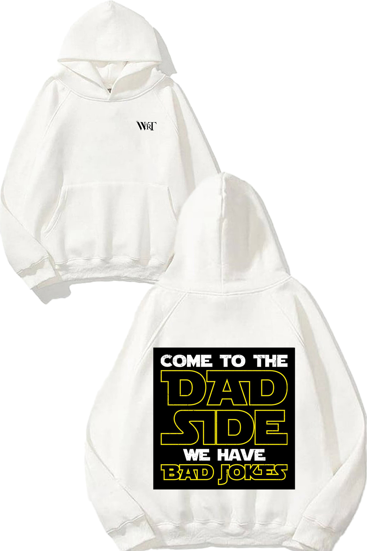 THEWERT Funny Star Dad Wars Design Back Printed White Hooded Sweatshirt