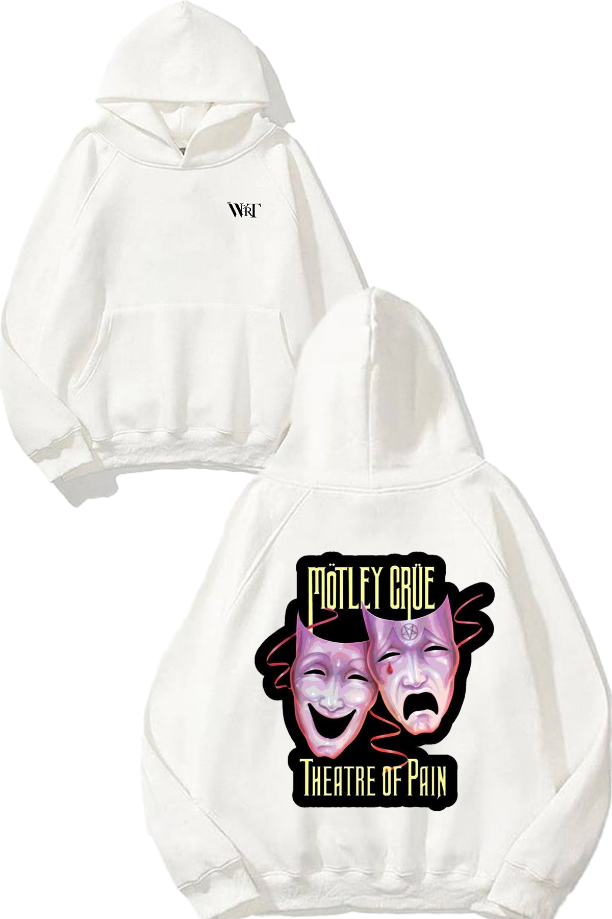 THEWERT Theatre of Pain Design Back Printed White Hooded Sweatshirt