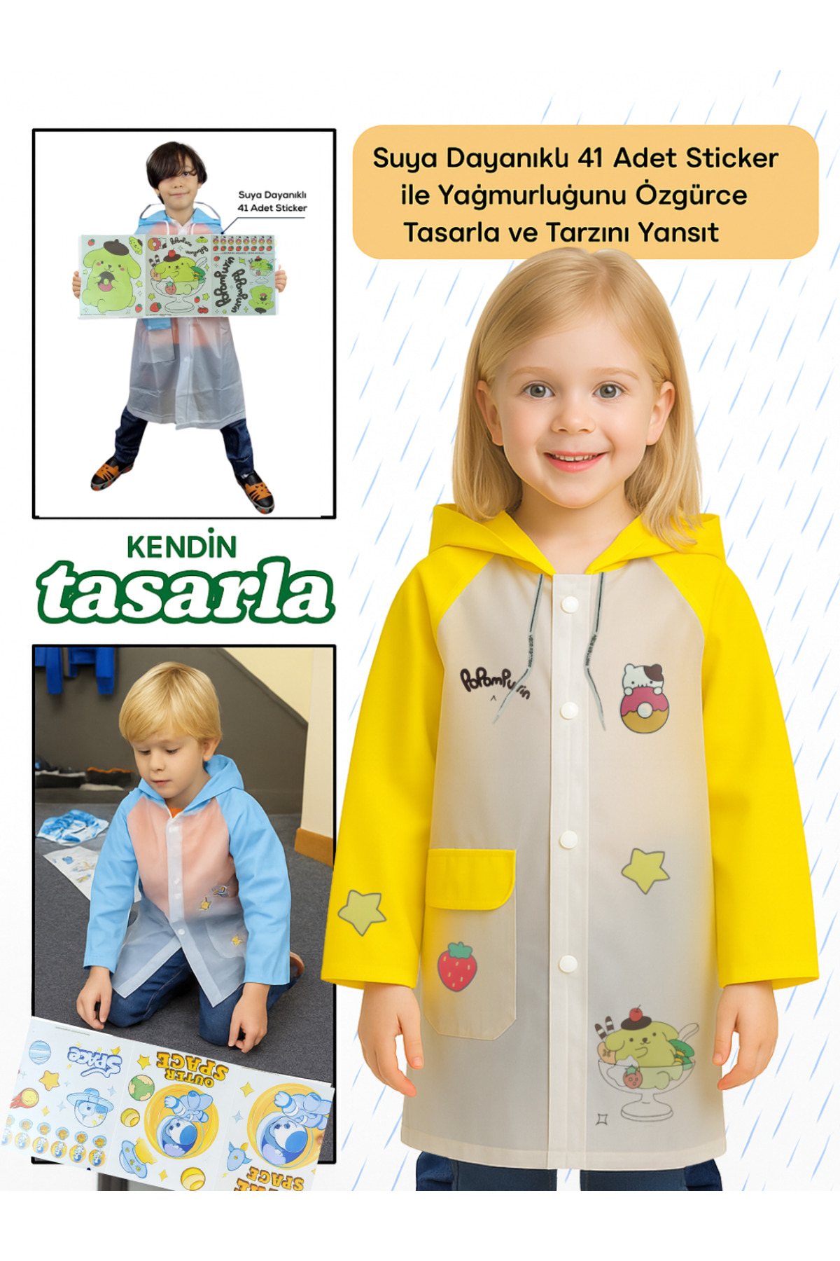 Casabony Kendin Tasarla Kız Çocuk Yağmurluk fotoğrafı 2 (önizleme)