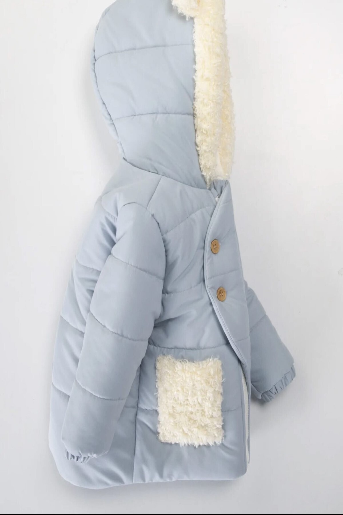 DeKuBaby Yeni Sezon Peluş Cep Detaylı Fermuarlı İçi Kürklü Kapüşonlu Kışlık Bebek/Çocuk Mont-Kaban fotoğrafı 2 (önizleme)