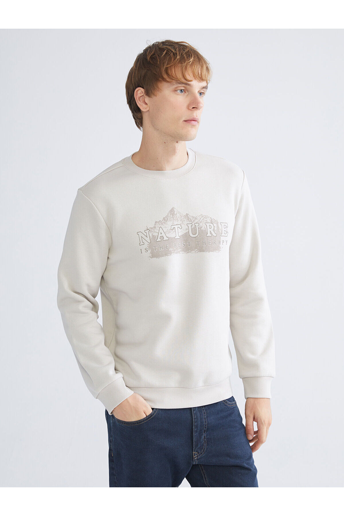 LC Waikiki Özmarka New Season Crew Neck Printed Men's Sweatshirt