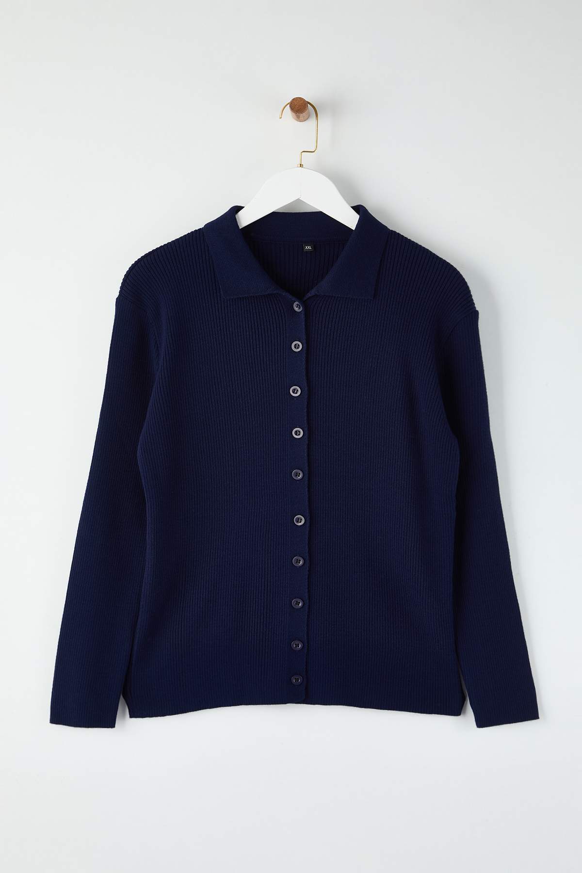 Trendyolmilla  Lacivert-Ekru Fitilli Bisiklet & Polo Yaka 2'li Paket Triko Hırka TBBAW26AV00034 - Görsel 9