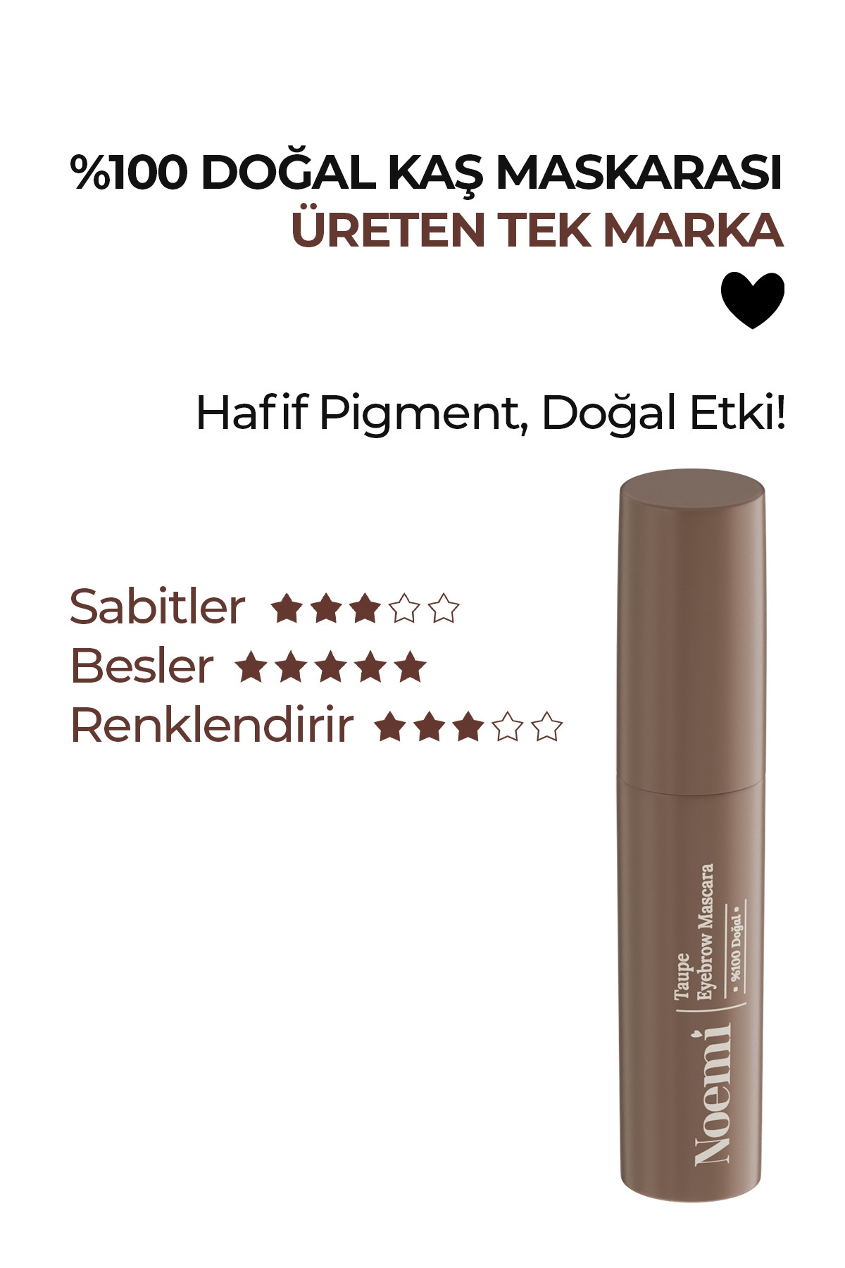 %100 Doğal Kaş Maskarası & Kaş Serumu Besleyici Özellikli - 02 Taupe Brown Açık Kahve — قهوه‌ای 66364895 — تصویر 3 از 7