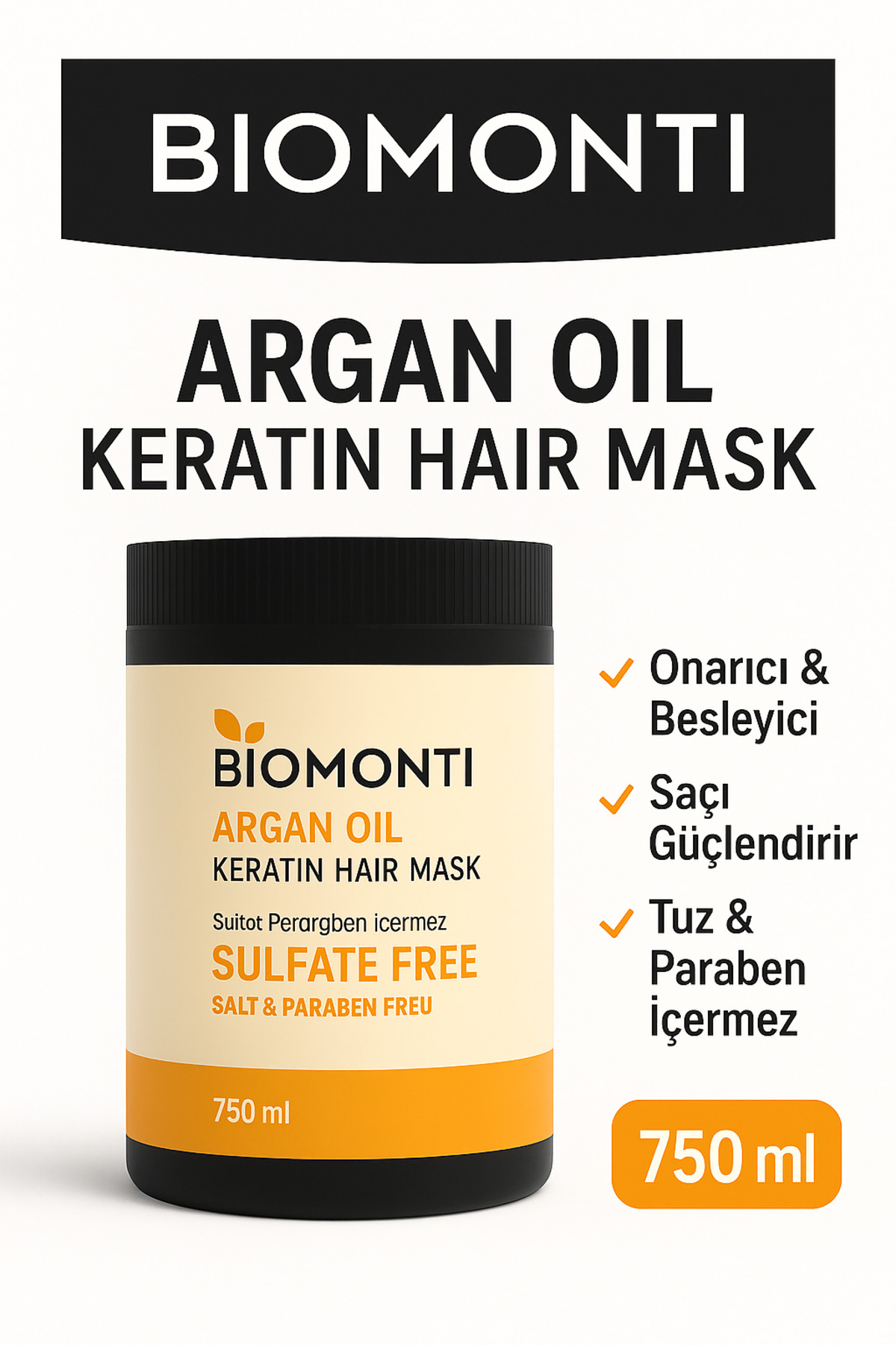 BİOMONTİ Argan Oil Hair Mask 750 Ml — Maskargn