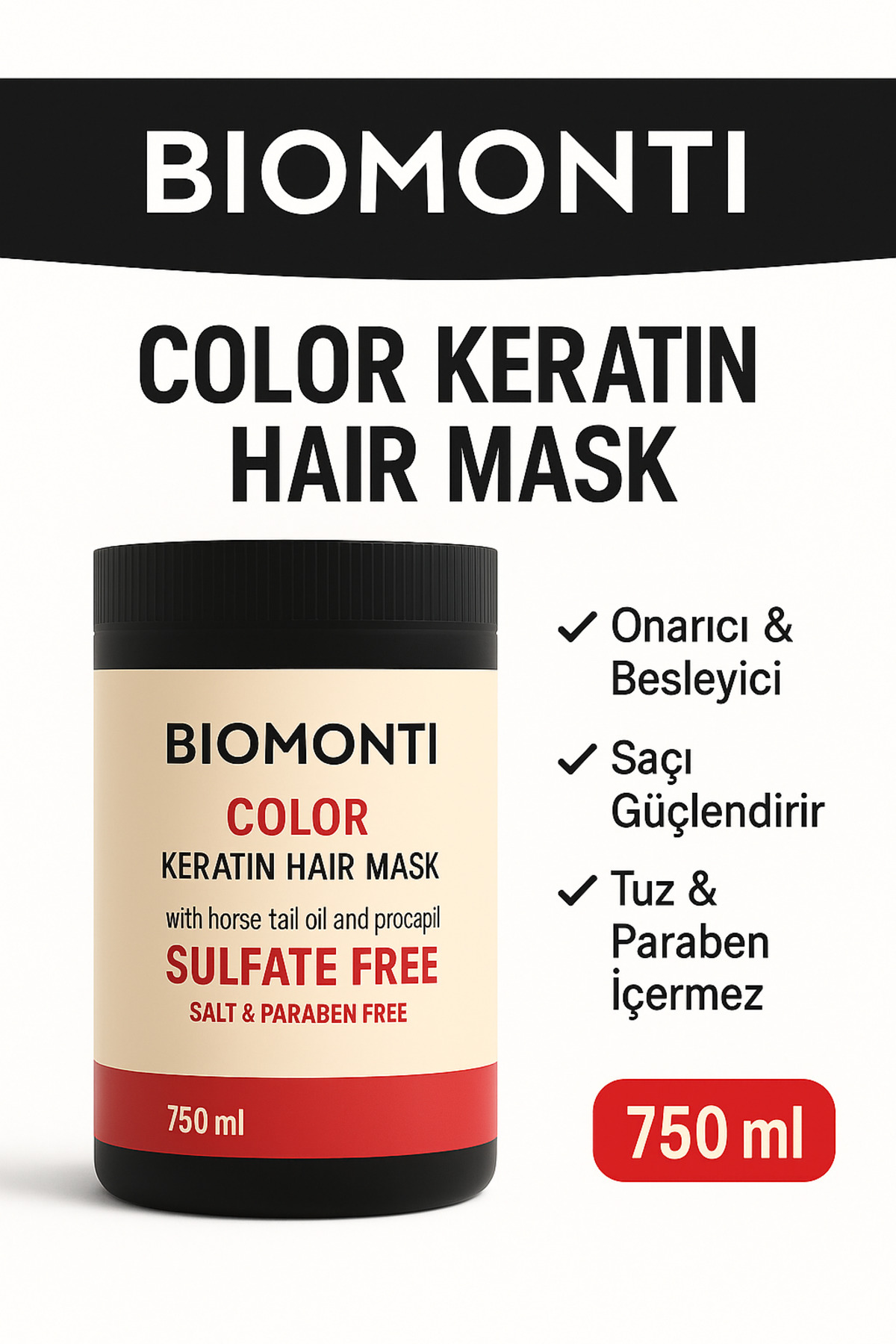 BİOMONTİ Color Hair Mask Sulfate Free 750ml COLOR KERATIN — MSK-01