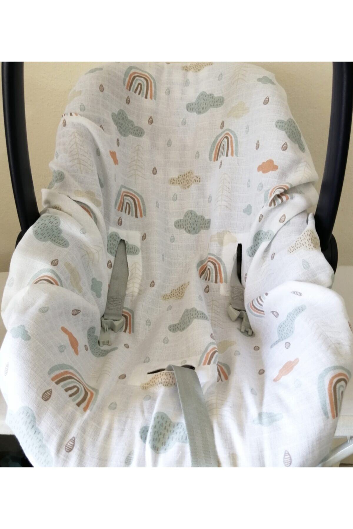 BabyLifeHome Pikeli Muslin Kumaştan Puset Örtüsü Minderi Ve Çarşafı fotoğrafı 6 (önizleme)