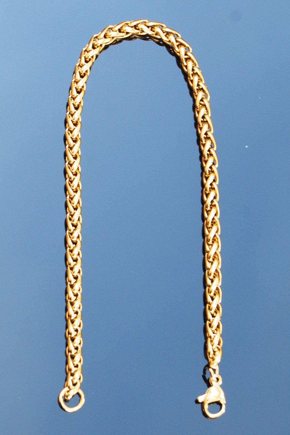 Rua Jewelry Çelik Italyan Örme Bileklik 4 Mm Altın Renk | Kararmaz ,unisex ,2 Yıl Garantili görsel 4