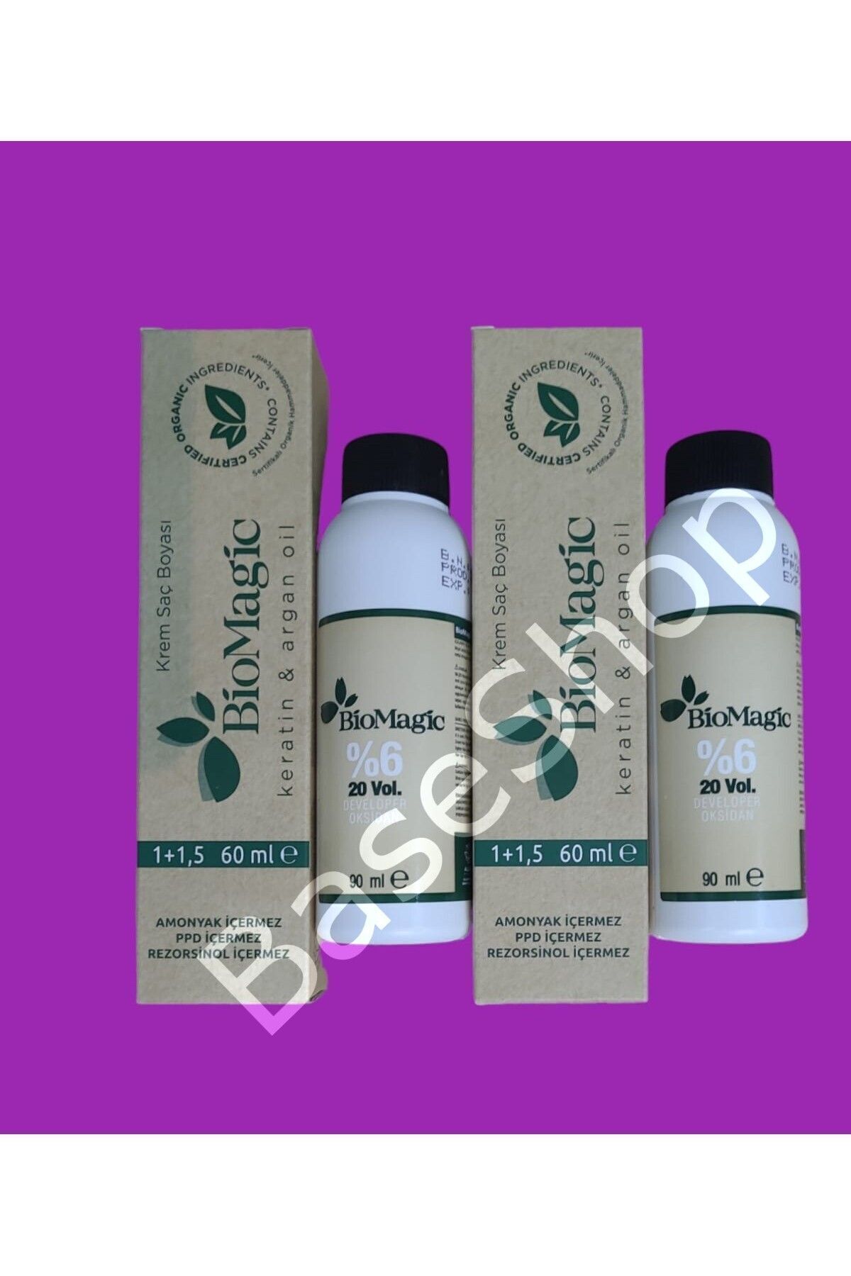Saç Boyacım Mendil+Bio Magic Amonyaksız Saç Boyası 7.11 Yoğun Küllü Kumral X 2 Adet & 20 Vol — قهوه‌ای Bio2 — تصویر 4 از 4
