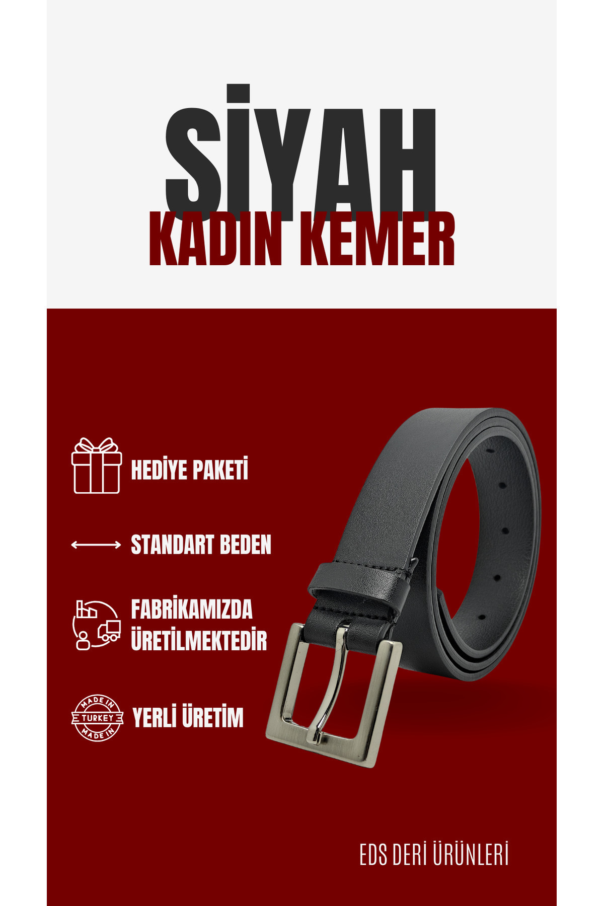 genuine leather company eds  EDS KADIN SİYAH KEMER - Görsel 6