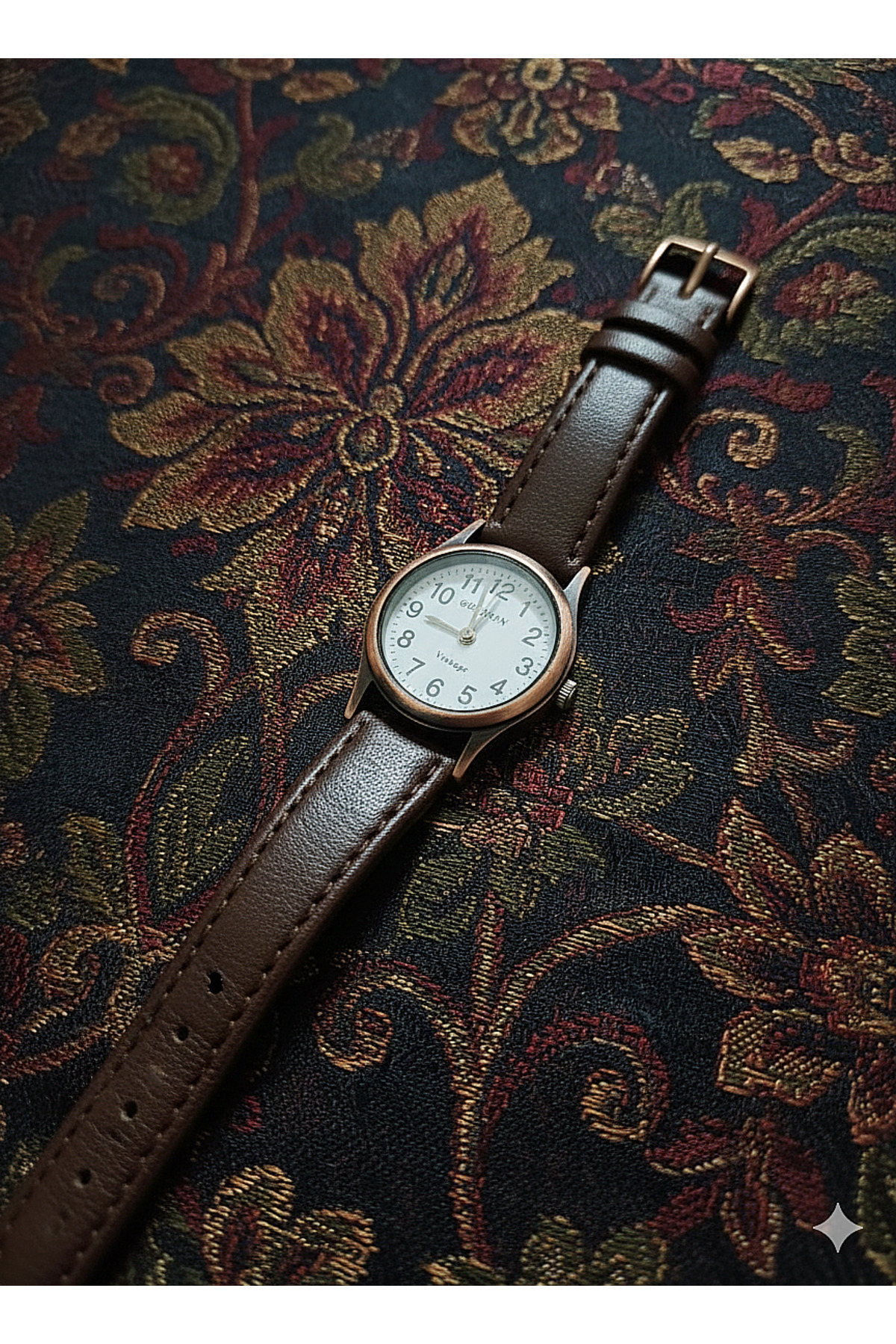 QUARTZ  Vintage Kadın Kol Saati Retro Minimal Model Koyu Kahve Hakiki Deri Kordon bb0084 - Görsel 3