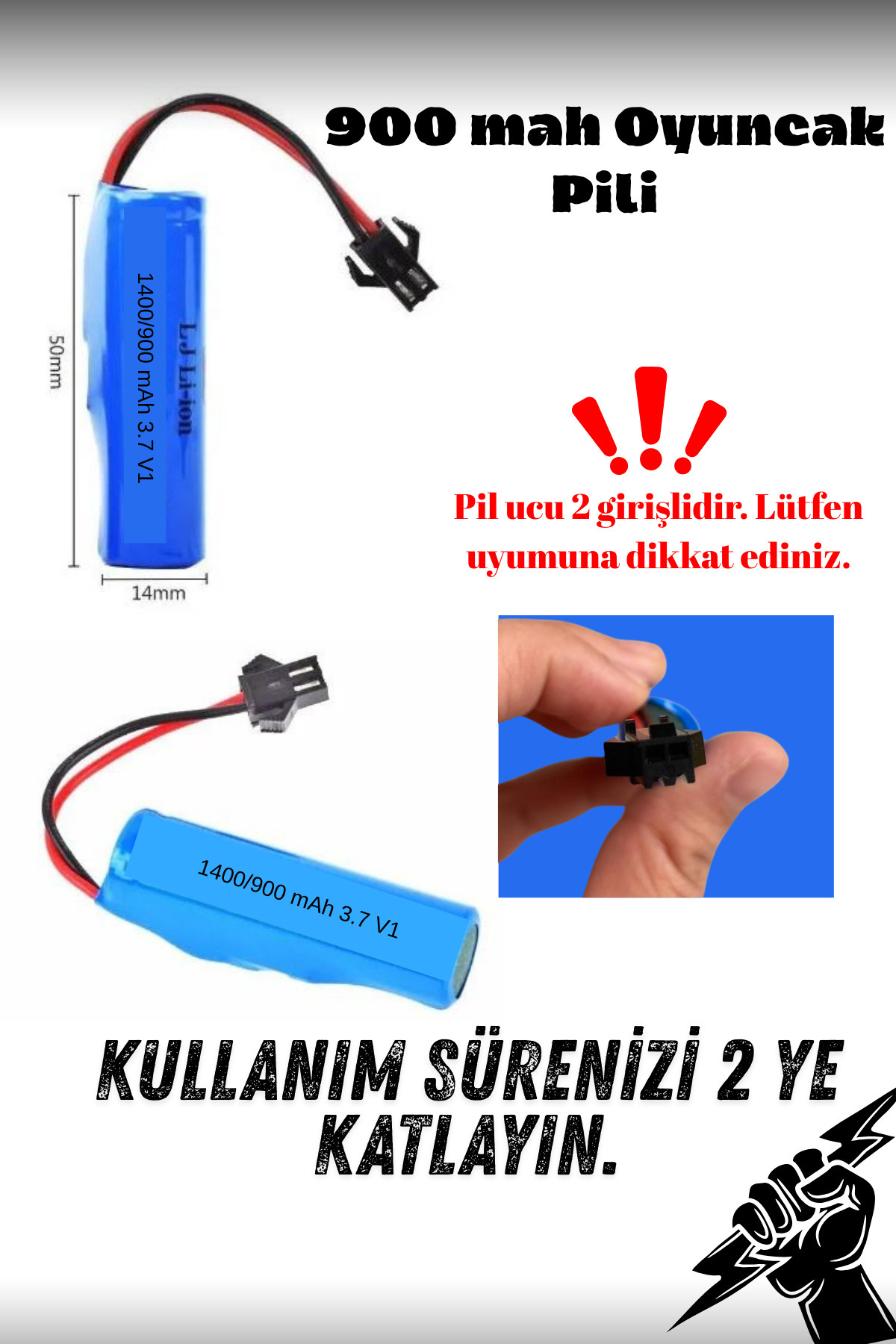 kosetoys Uzaktan kumandalı araba sarjlı pil 3.7v 14500 Li-on900 mah