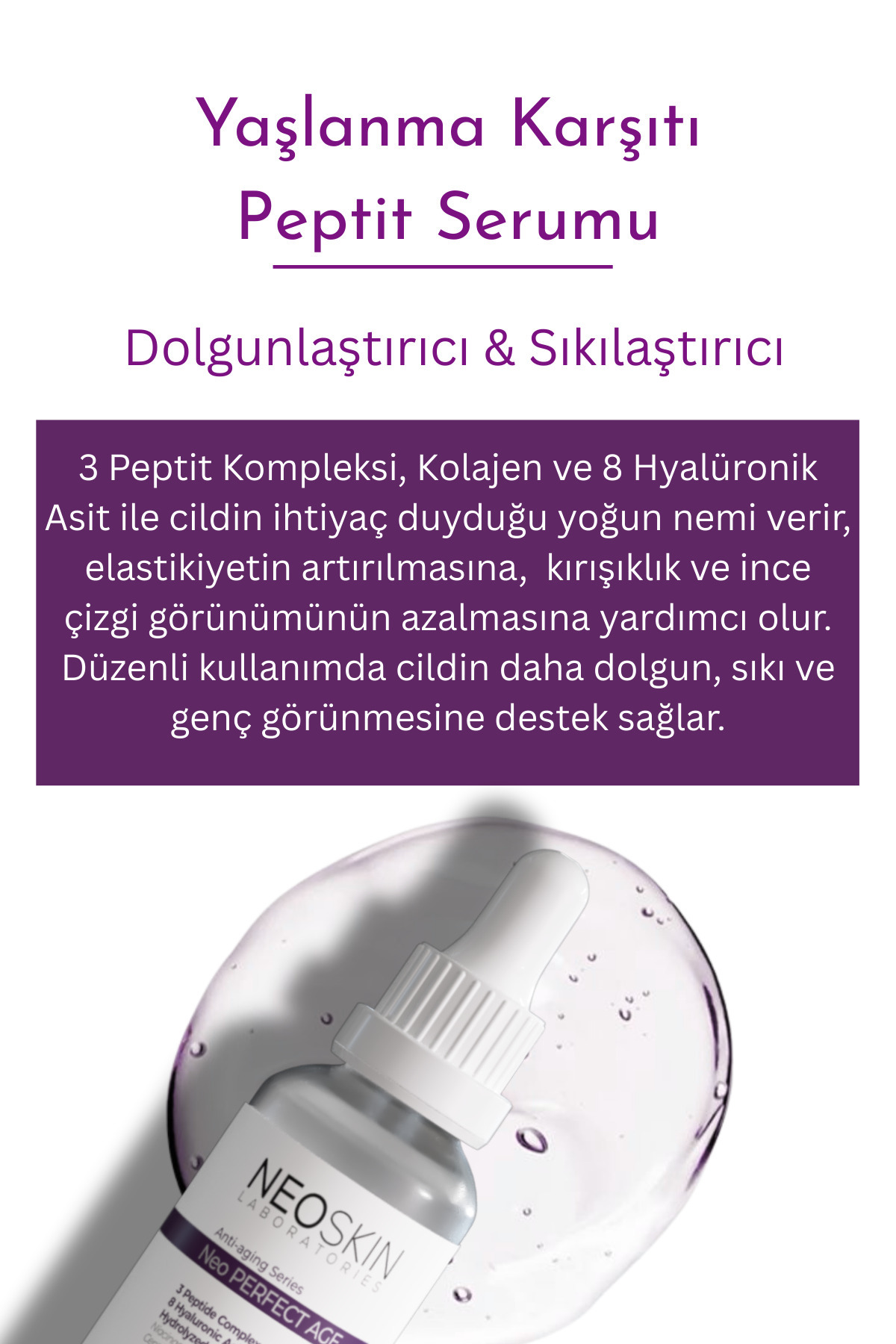 Dolgunlaştırıcı, Sıkılaştırıcı, Anti-aging, Peptit Serumu (3PEPTİDE 8 HA COMPLEX H.COLLAGEN) — TYCEFEGRHN168866680472708 — تصویر 2 از 5