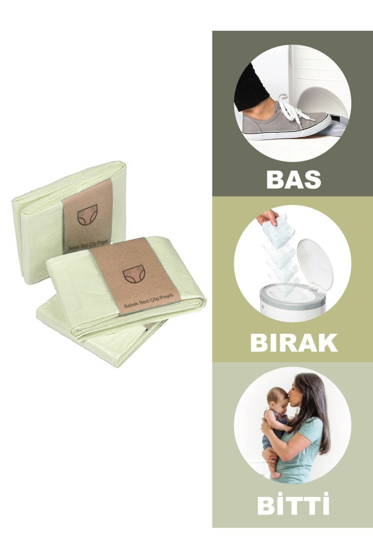 HappyNappies 16l Uyumlu Yerli Malı Çöp Poşeti - 3 Paket - 1500 Adet Bebek Bezi Kapasitesi fotoğrafı 4 (önizleme)