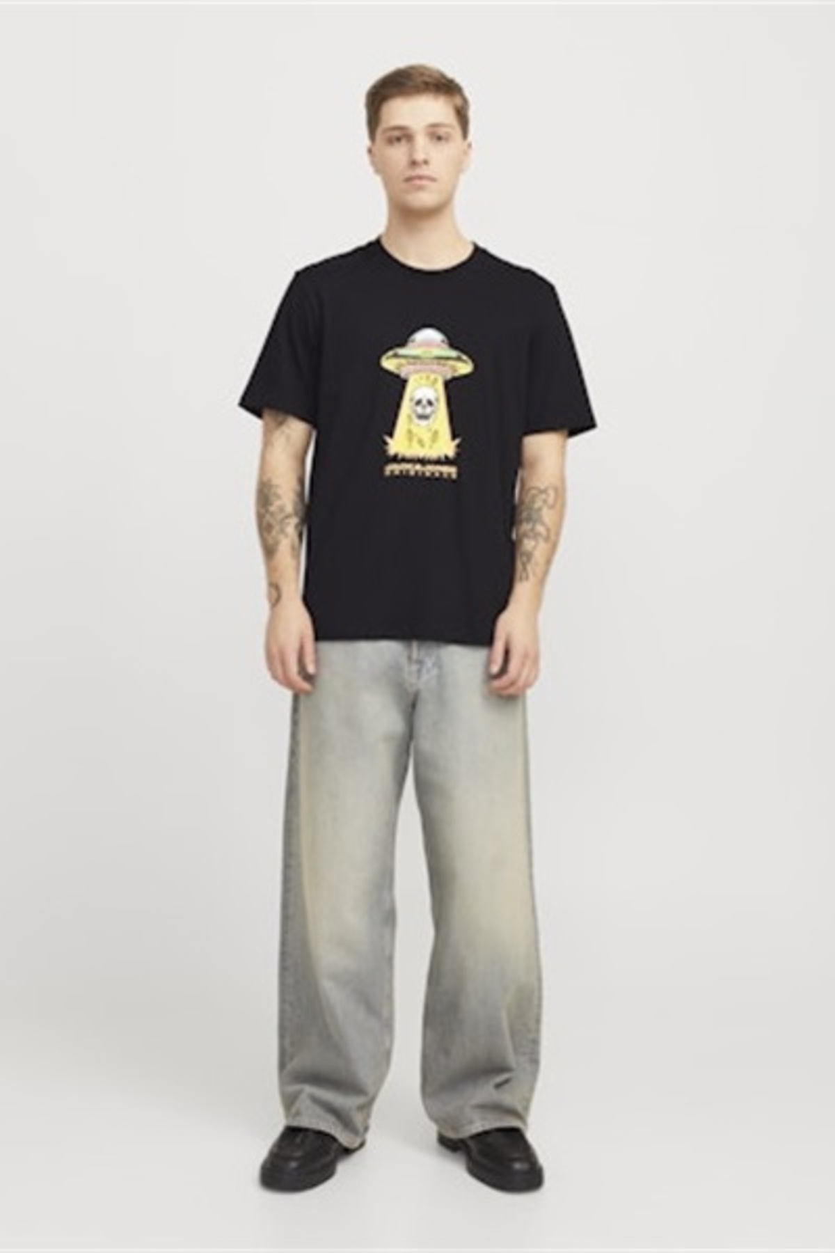 جک اند جونز تی شرت مردانه Joranatomy Skull Tee Ss Crew Neck Sn 12272966 مشکی