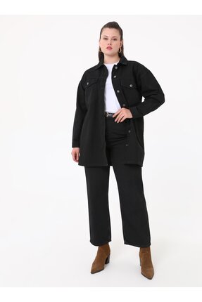 Alia Büyük Beden Oversize Kot Ceket - Siyah - Alia