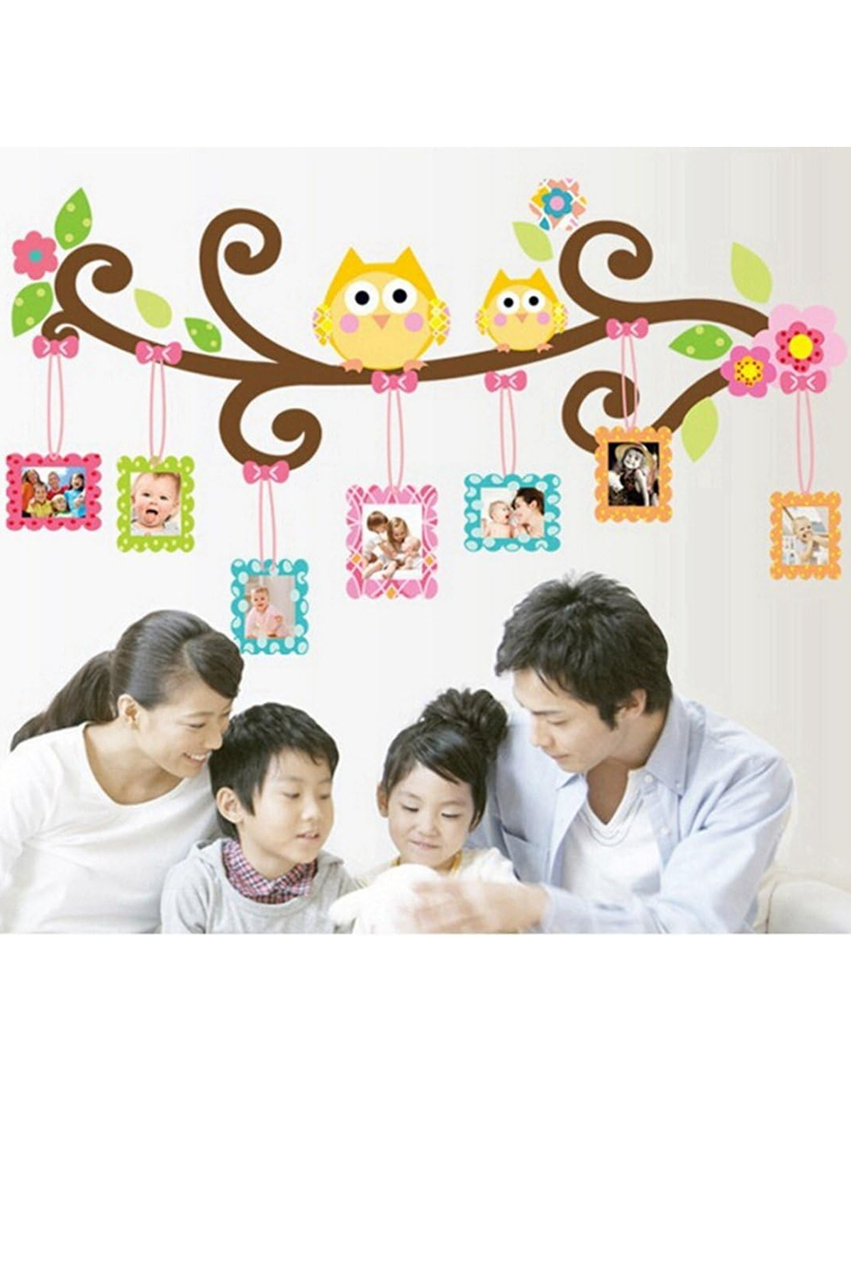 KT Decor Neşeli Baykuşlar Fotoğraf Albümü Çocuk Odası Duvar Sticker Set fotoğrafı 3 (önizleme)