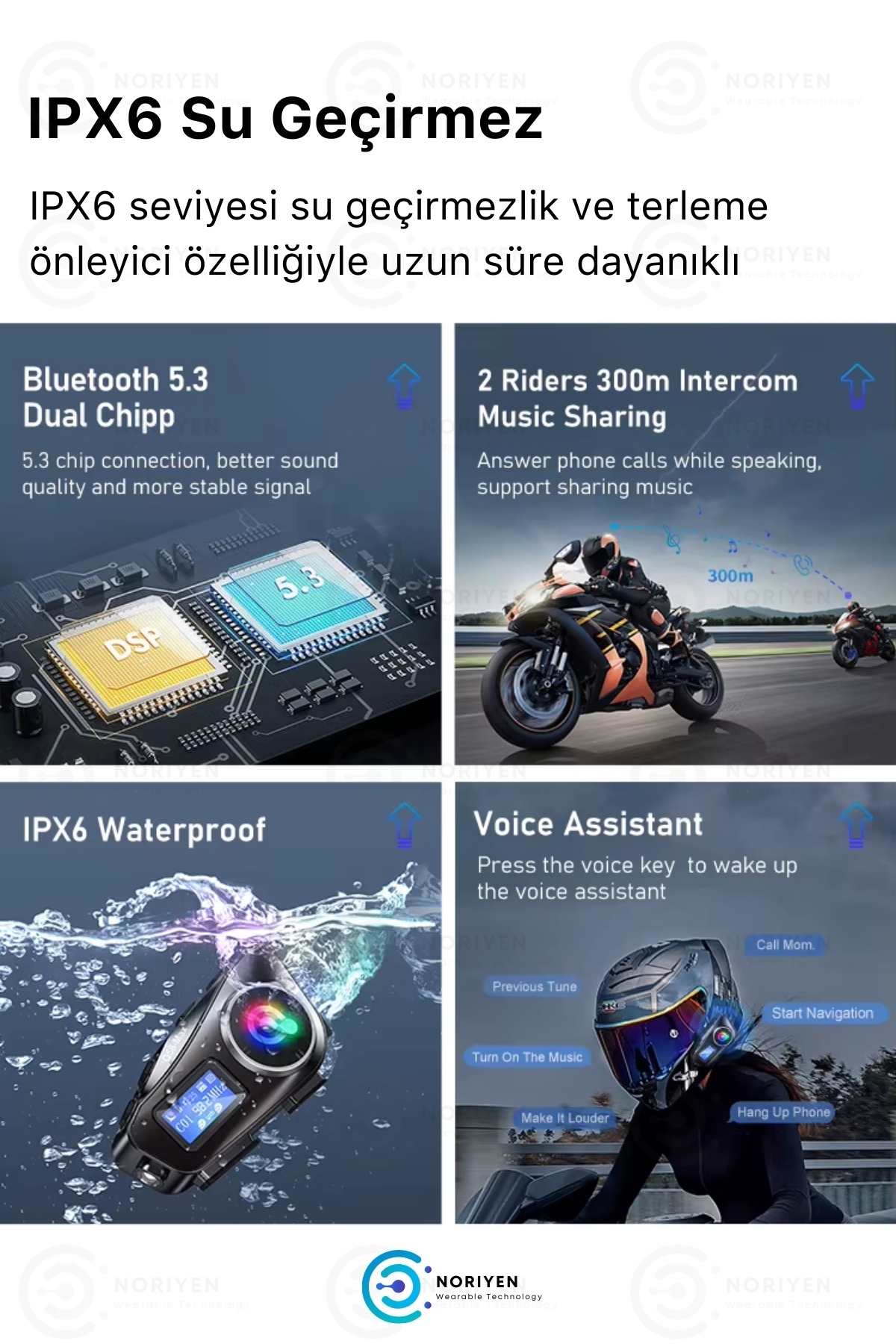 Yeni Nesil Motosiklet Kask Interkom Mikrofonlu Gürültü Engelleyici 500M Q58 Max Bluetooth Kulaklık