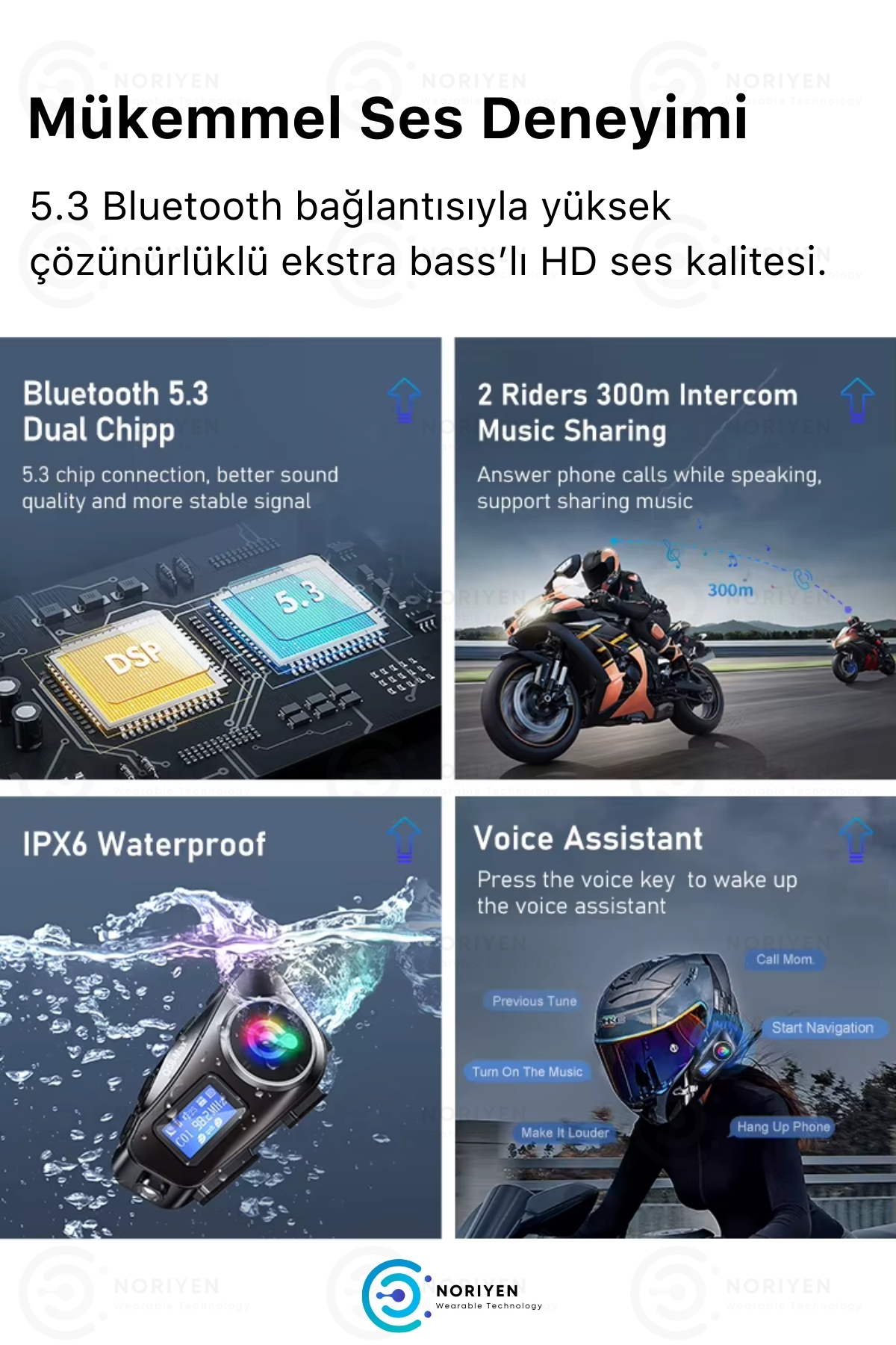 Yeni Nesil Motosiklet Kask Interkom Mikrofonlu Gürültü Engelleyici 500M Q58 Max Bluetooth Kulaklık