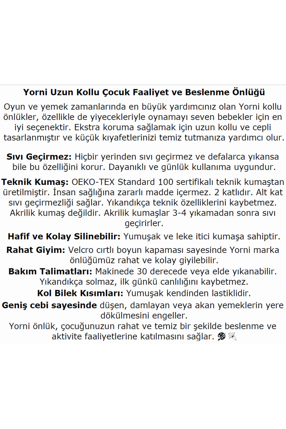 yorni 6-24ay, Family, Uzun Kollu, Sıvı Geçirmez, Cepli, Makinede Yıkanabilir, Bebek Mama Önlüğü fotoğrafı 7 (önizleme)