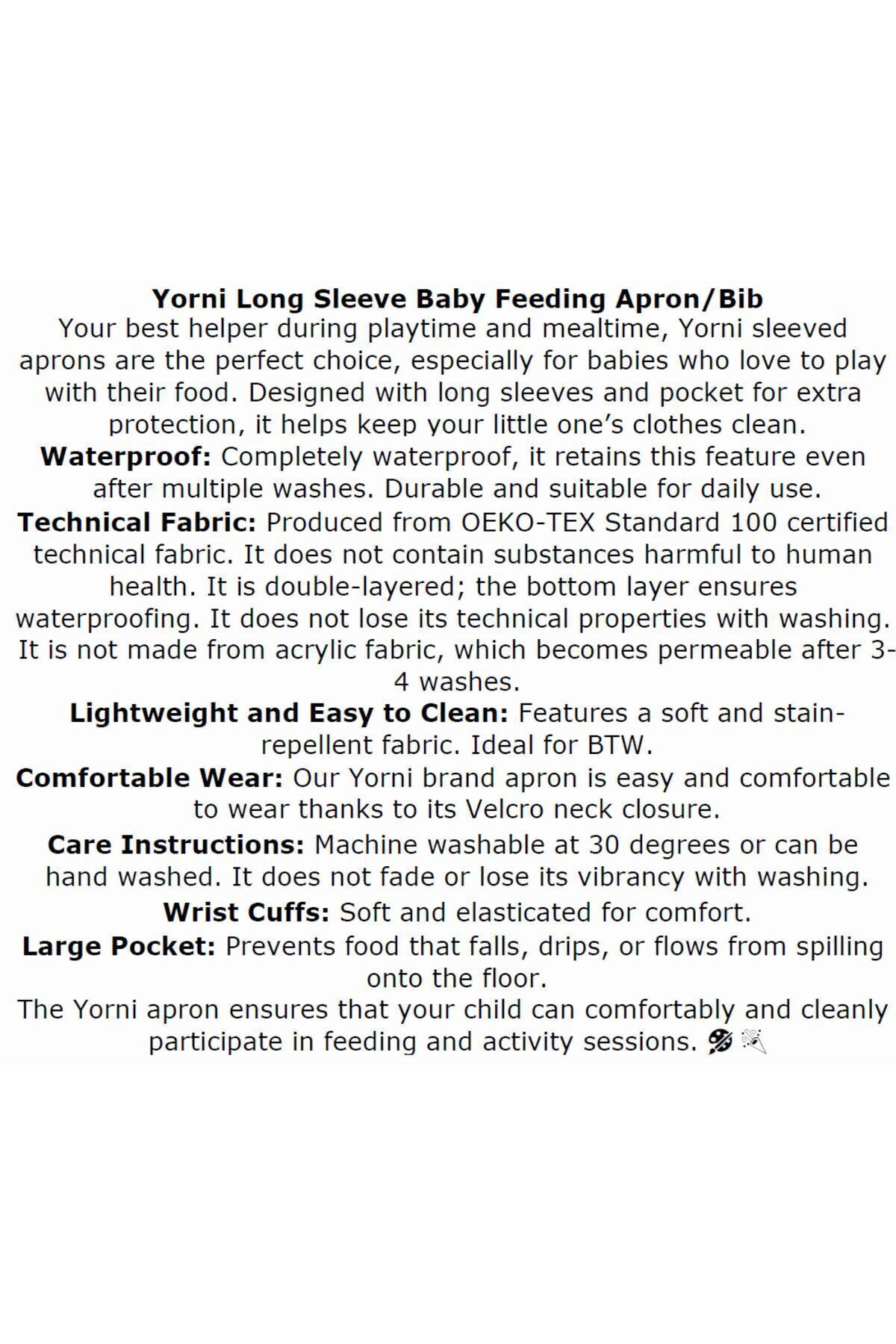 yorni Sea Desen, 2-4yaş, Sıvı Geçirmez, Cepli, Makinede Yıkanabilir, Uzun Kollu Bebek Önlüğü fotoğrafı 7 (önizleme)