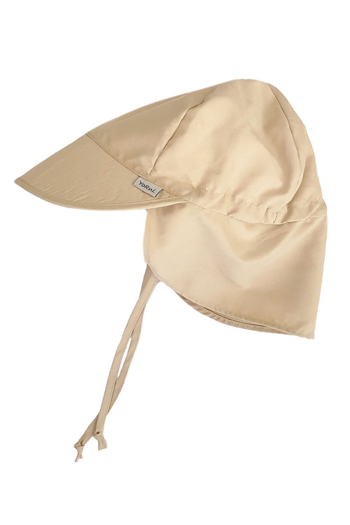 yorni Bej, Flap Lejyoner, Ense Korumalı, Boyundan Bağlamalı, Lastikli Ayar Tokalı, Çocuk Bebek Güneş Şapka fotoğrafı 5 (önizleme)