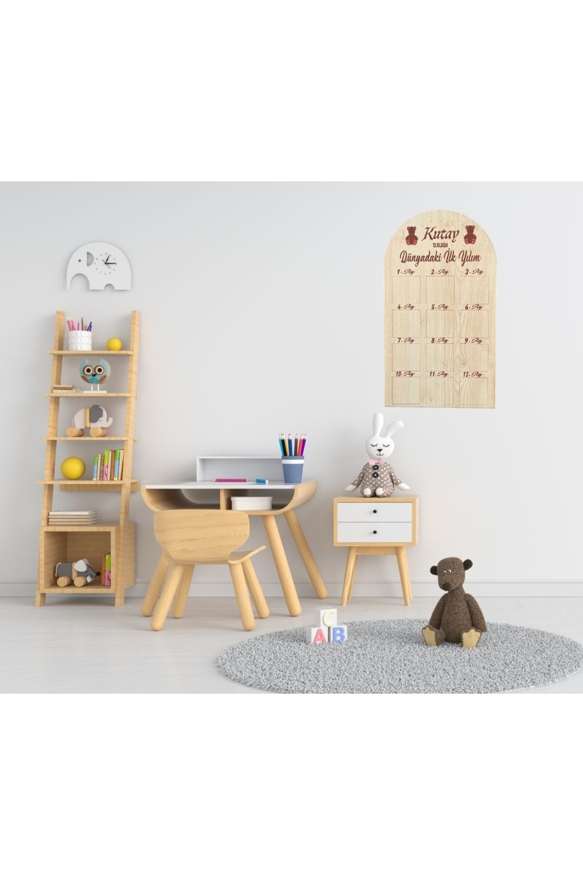 EXİN Kişiye Özel 1 Yaş 12 Ay Dünyada İlk Yılım Ahşap Fotoğraf Panosu Doğum Günü Süsü Bebek Hediyelik fotoğrafı 6 (önizleme)