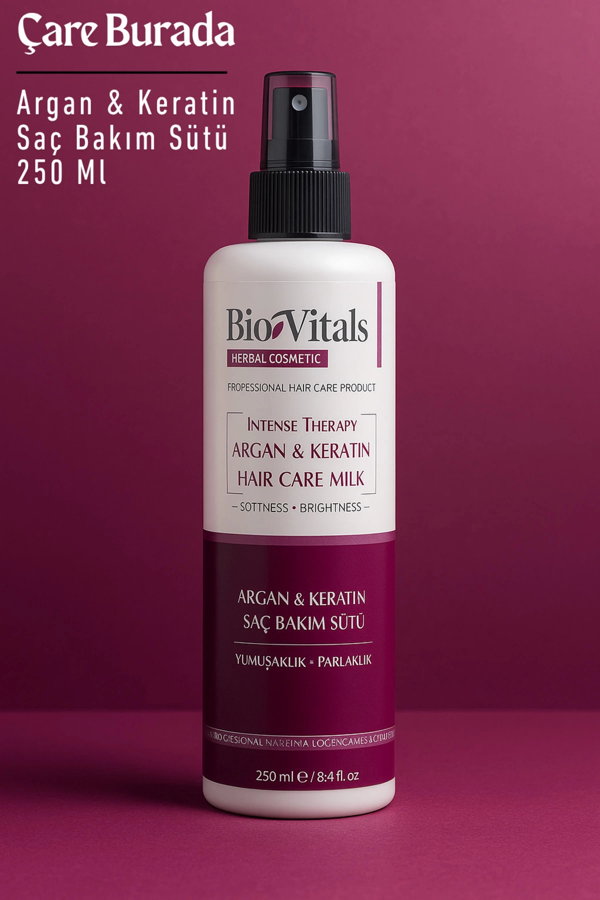 Çare Burada BioVitals - Argan & Keratin Saç Bakım Sütü 250 Ml (Yumuşaklık & Parlaklık) — saçbakımsütü