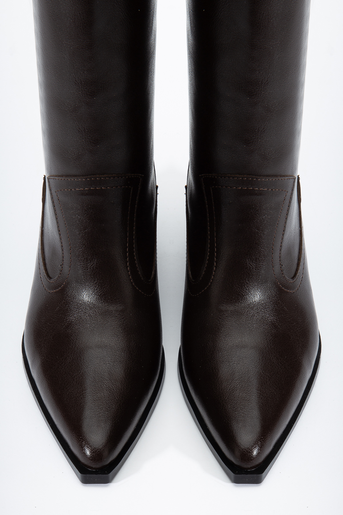 DENORA  Acı Kahve Mat Deri Düz Binici Western Kovboy Bot Çizme - Görsel 5